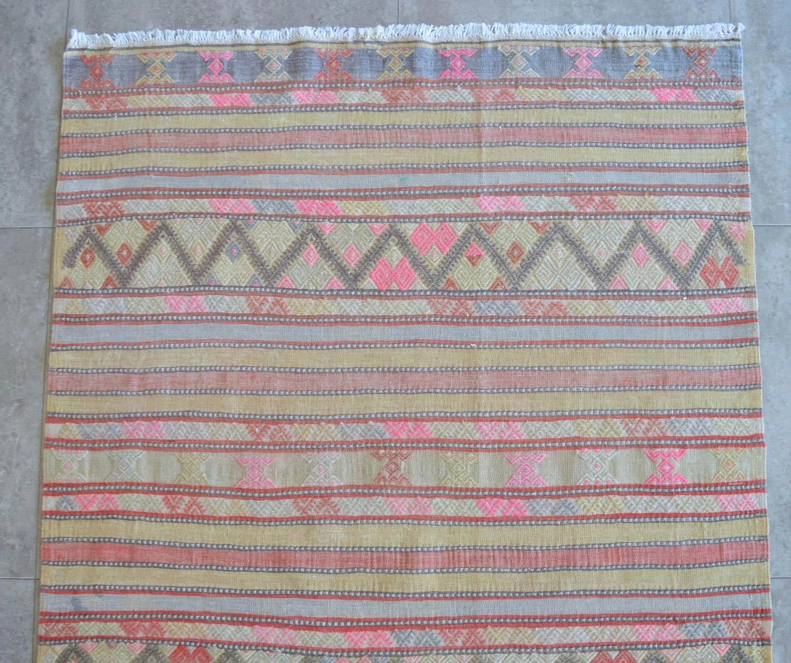 Vintage Anatolian Braided Rug Hand Woven Soft Colors Small Rug - 3'3" X 6'5" - 5