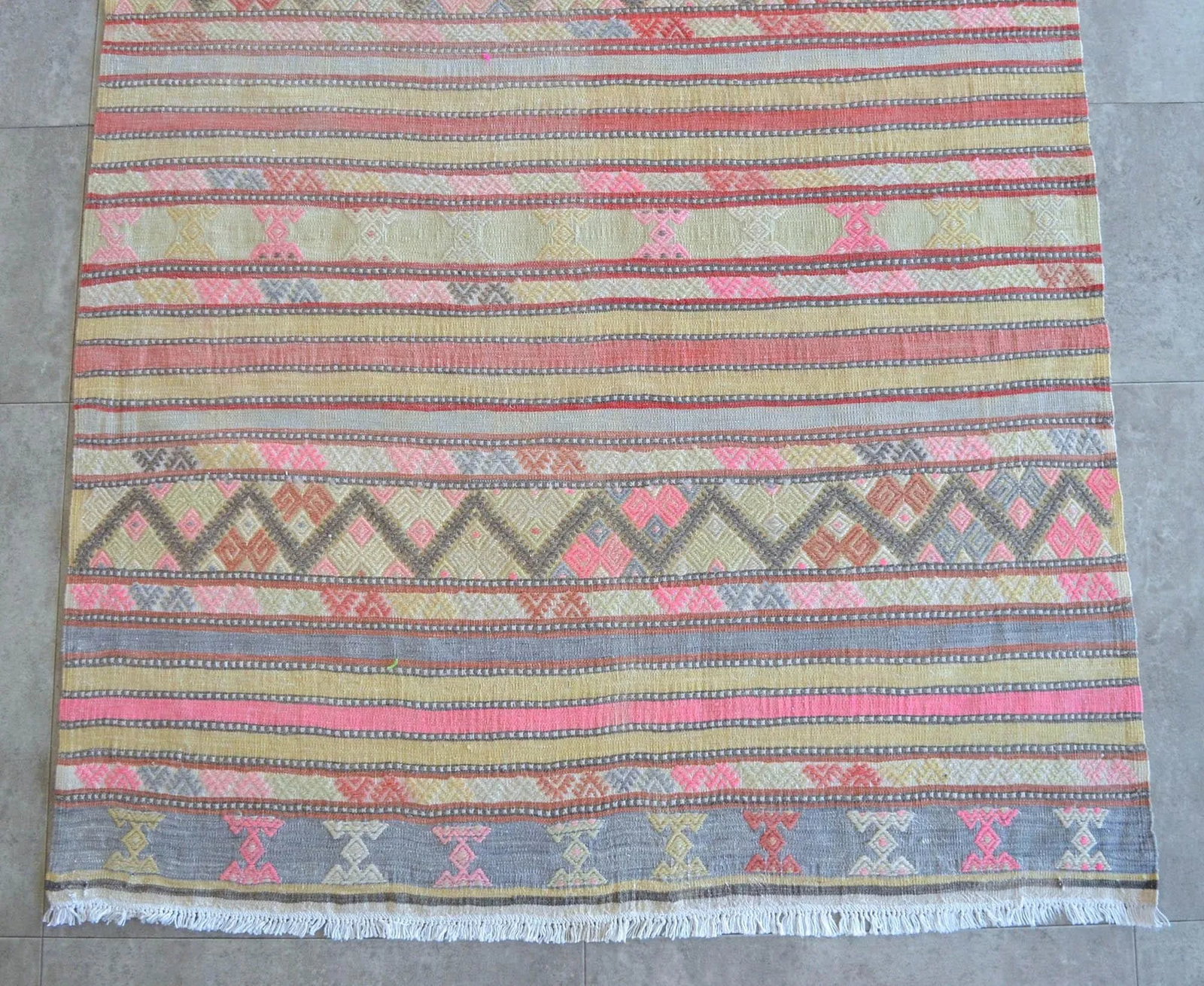 Vintage Anatolian Braided Rug Hand Woven Soft Colors Small Rug - 3'3" X 6'5" - 6