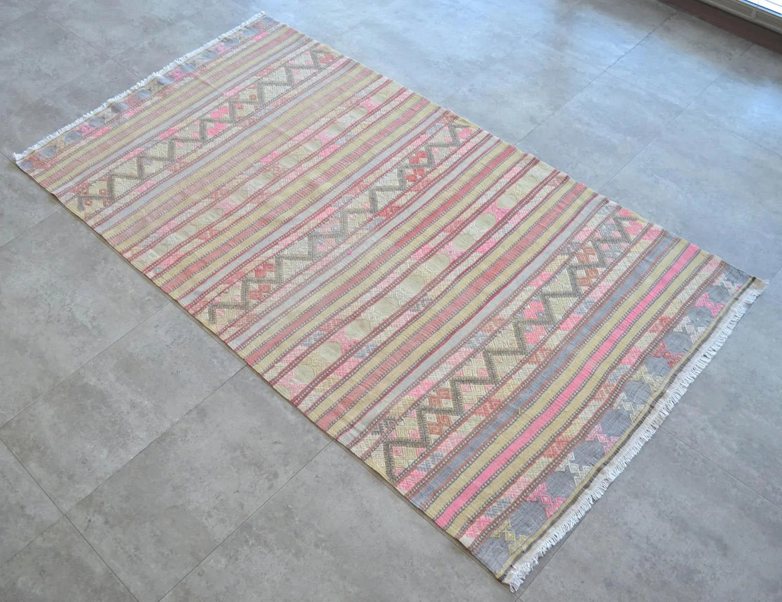 Vintage Anatolian Braided Rug Hand Woven Soft Colors Small Rug - 3'3" X 6'5" - 9