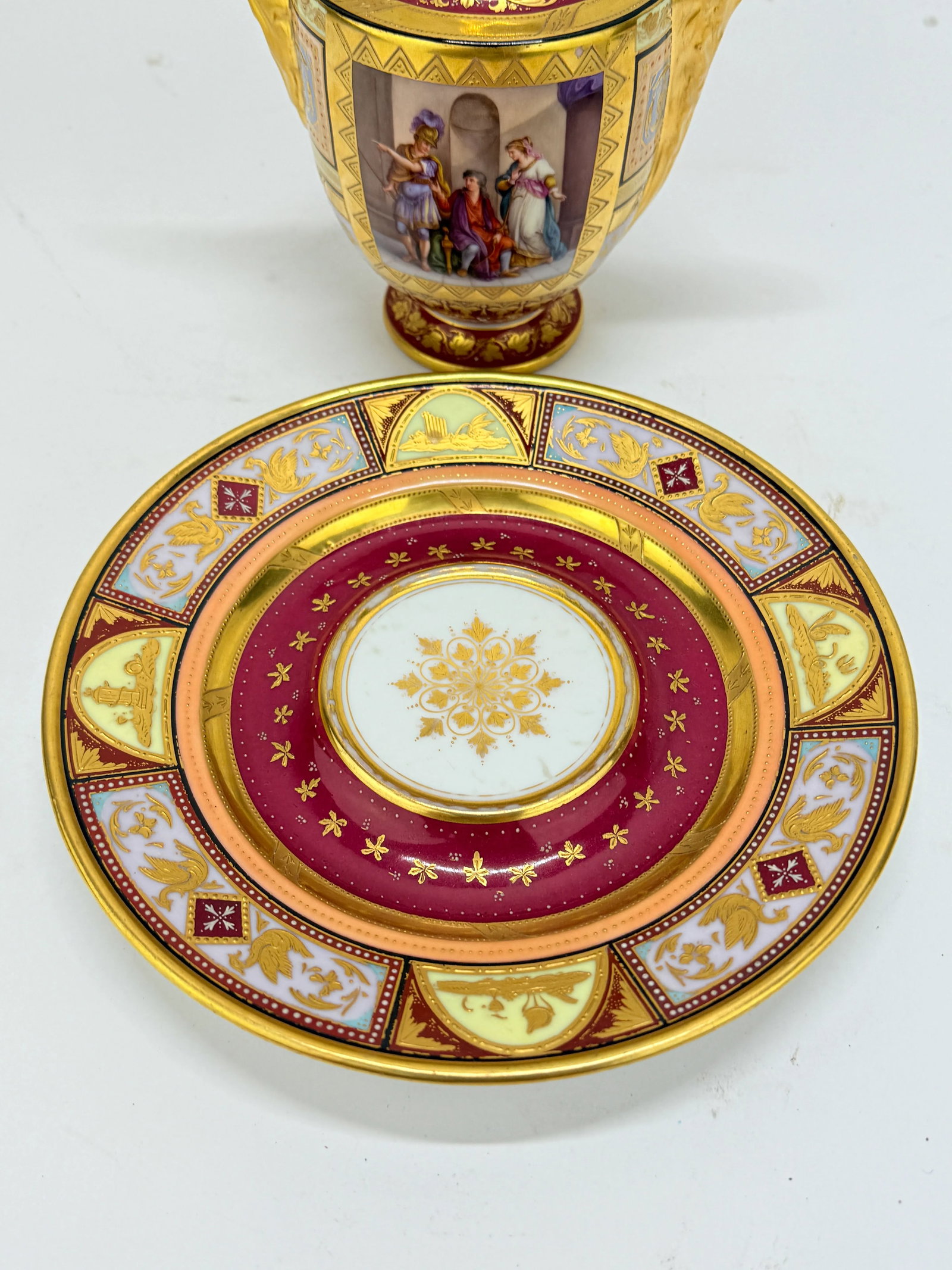 Royal Vienna Porcelain Covered Pitcher & Underplate Hector and Paris, Circa 1830 - 17