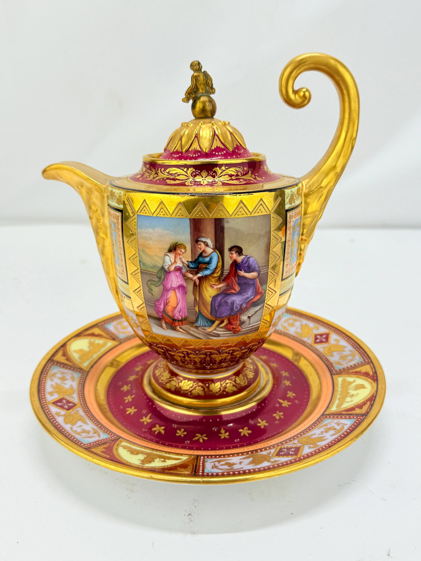 Royal Vienna Porcelain Covered Pitcher & Underplate Hector and Paris, Circa 1830 - 6