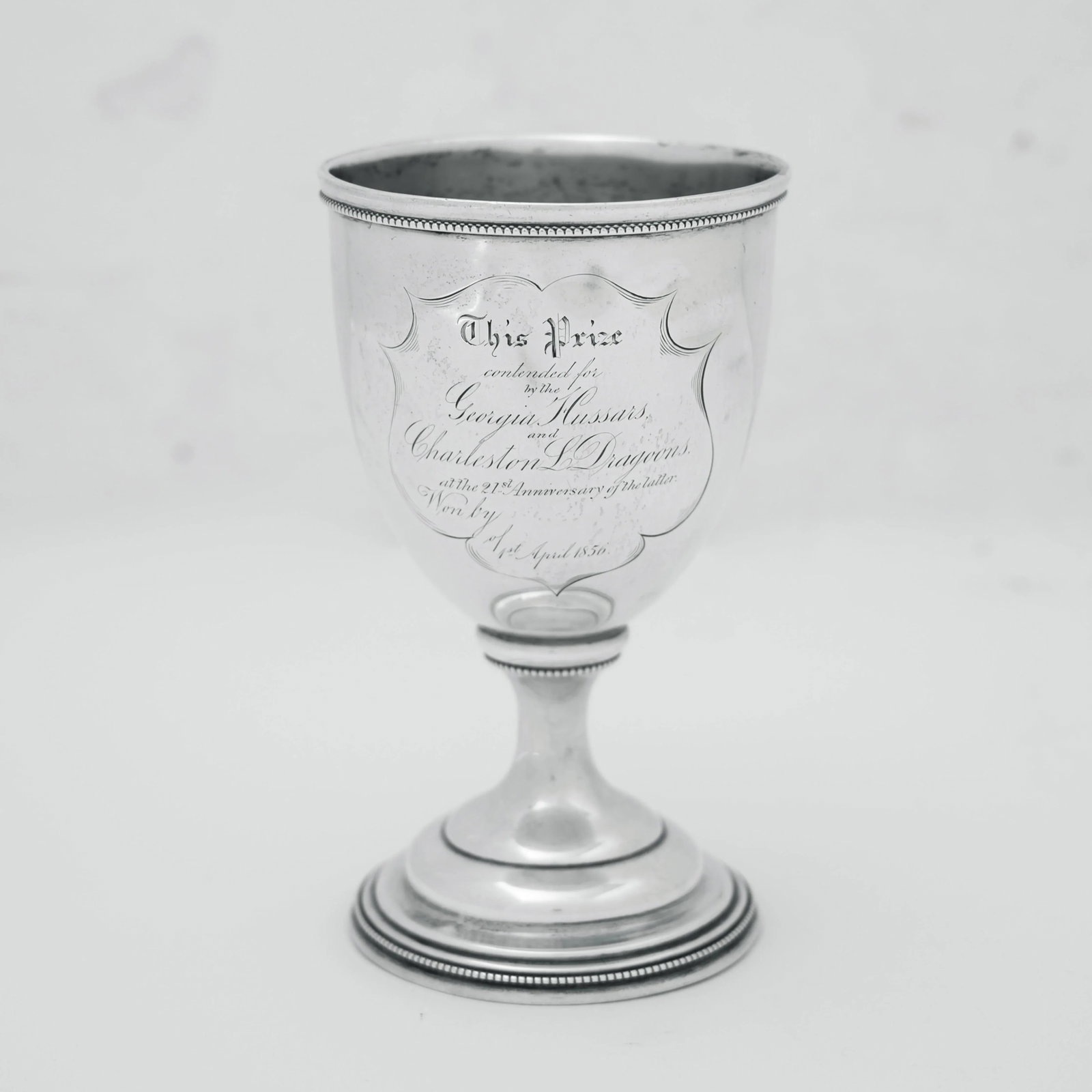 Historic Charleston Silver Goblet - Light Dragoons vs Georgia Hussars, 1856 - 2