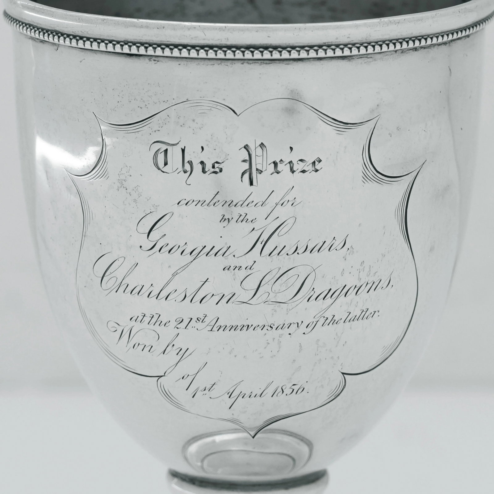 Historic Charleston Silver Goblet - Light Dragoons vs Georgia Hussars, 1856 - 4