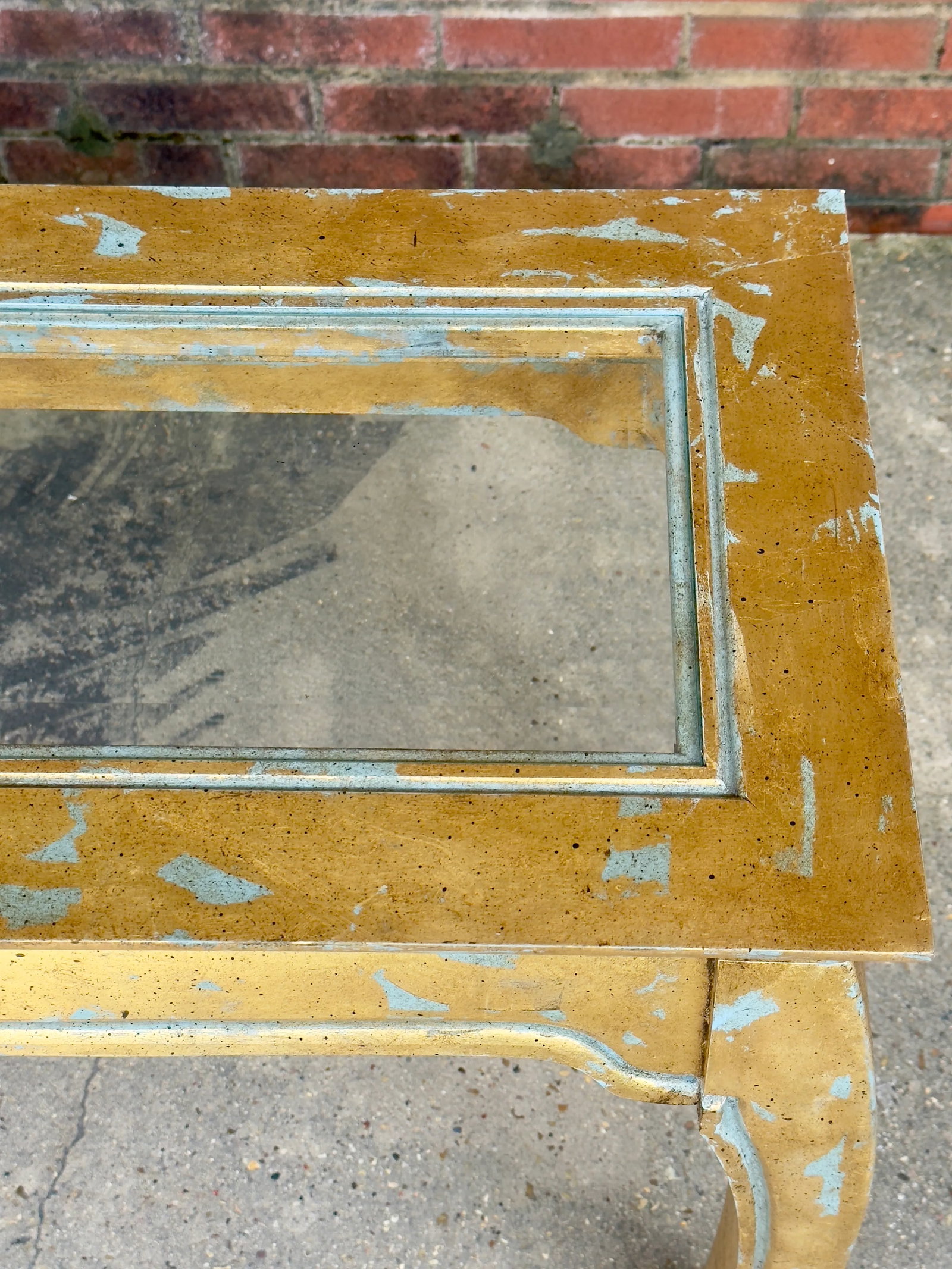 Vintage Palm Beach Chinoiserie Light Blue Parcel Gilt Ming Style Console Table -Newly Painted - 14