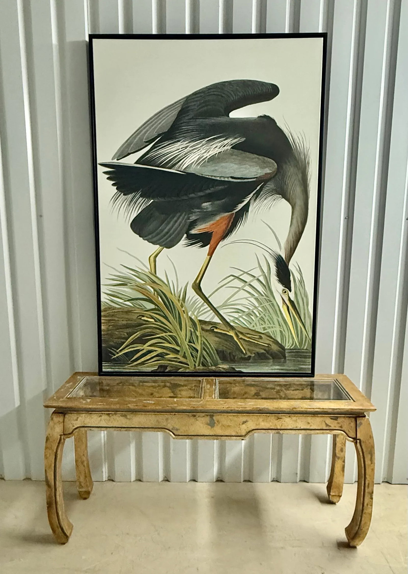 Vintage Palm Beach Chinoiserie Light Blue Parcel Gilt Ming Style Console Table -Newly Painted - 3