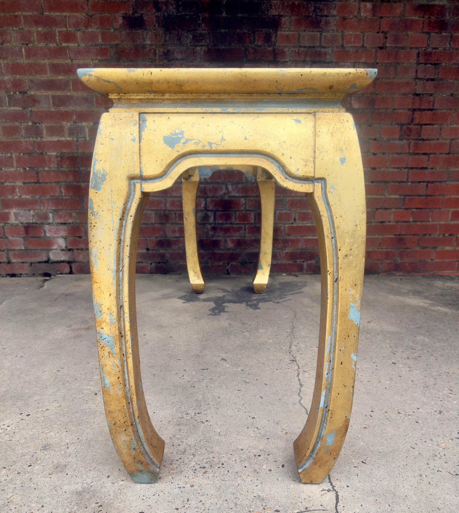 Vintage Palm Beach Chinoiserie Light Blue Parcel Gilt Ming Style Console Table -Newly Painted - 8