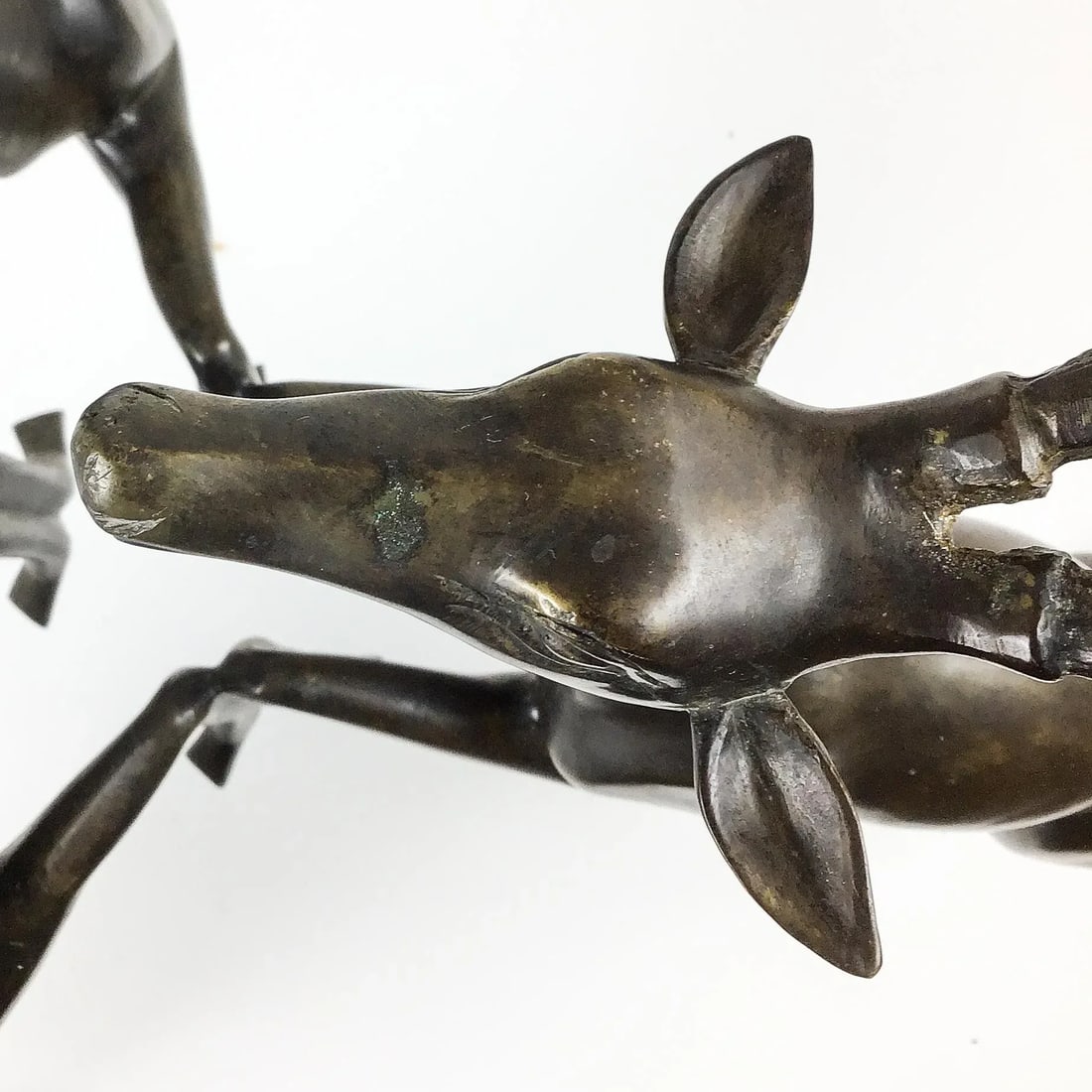 Vintage Bronze Deer Sculpture Coffee Table Base - 11