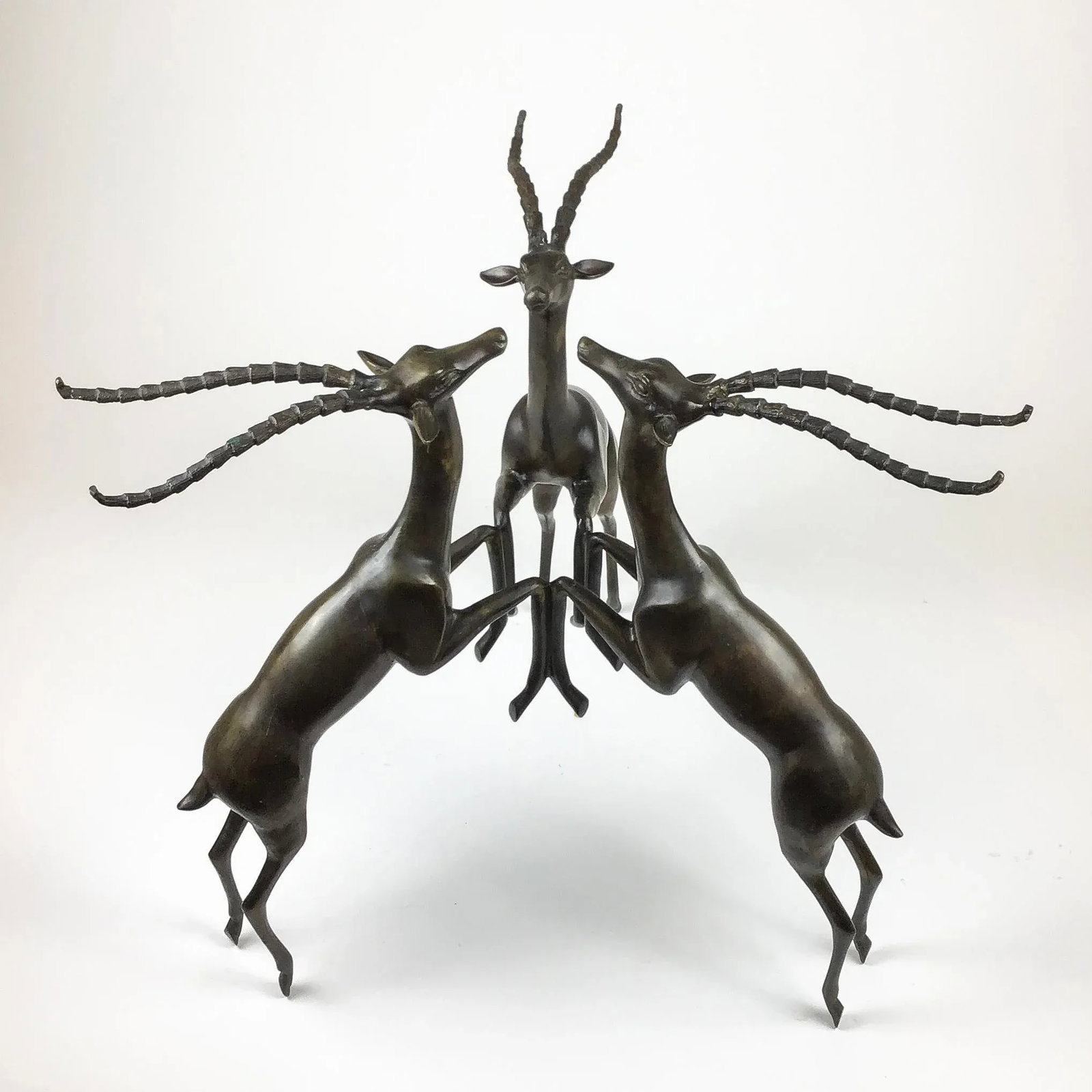Vintage Bronze Deer Sculpture Coffee Table Base - 13