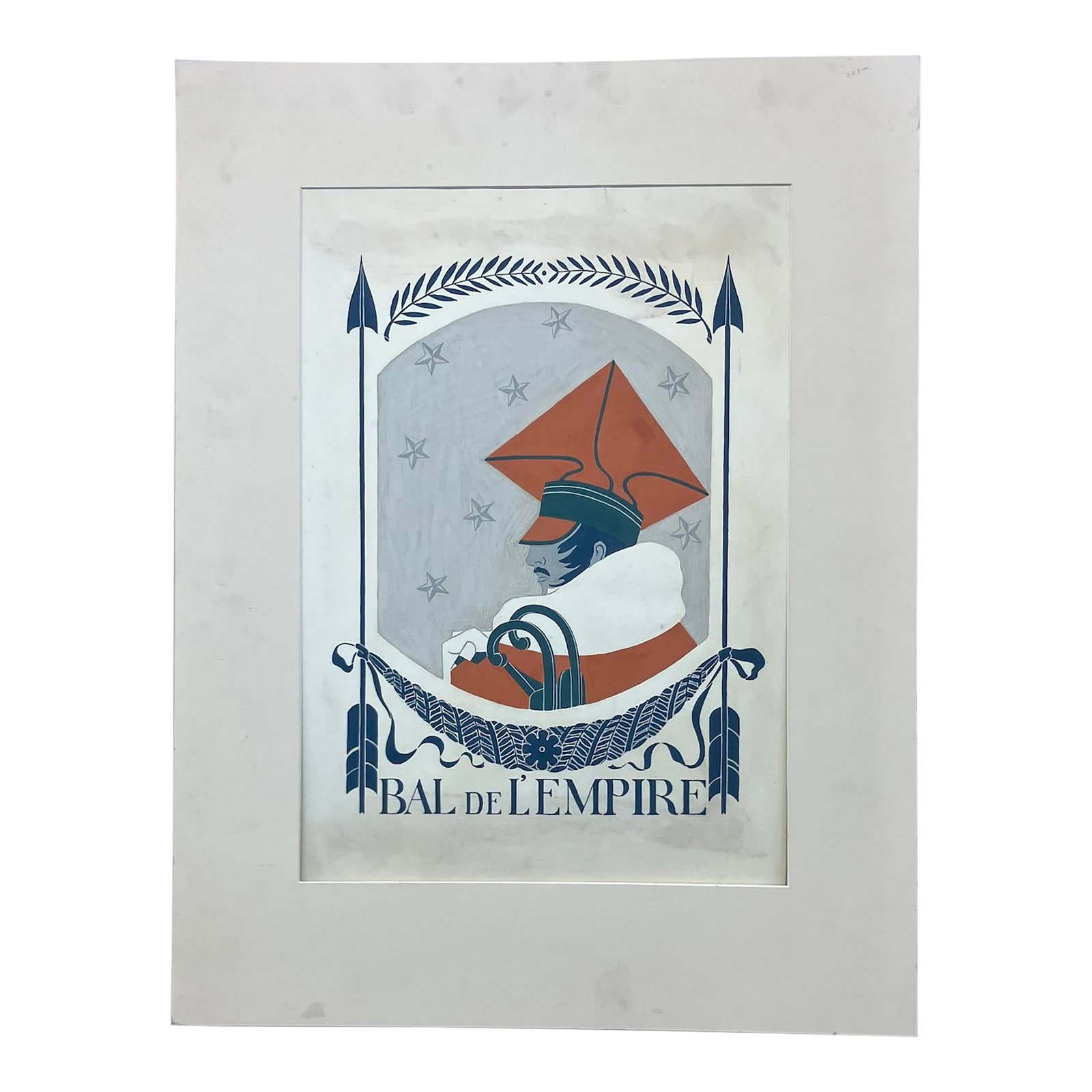 Vintage Bal De l'Empire Lithograph Poster, Matted: This late 19th - early 20th c. print celebrates or commemorates the Bal De L'Empire, and could refer to any number of opulent social events of the same name. Originally celebrated in the French