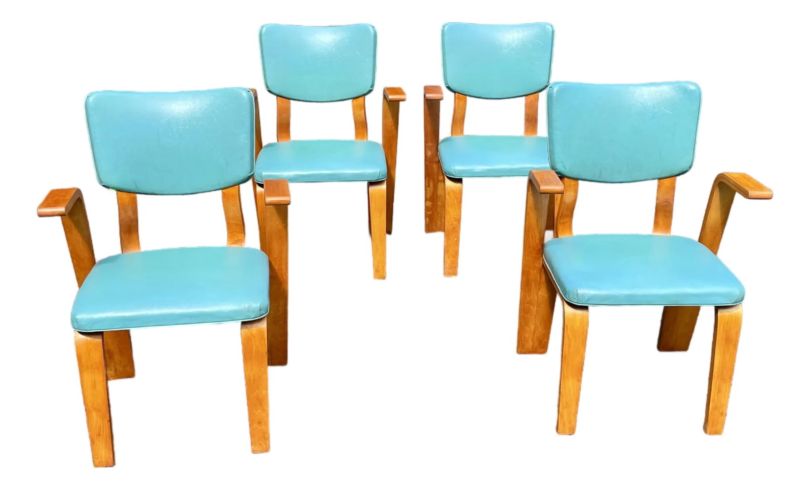 Thonet Mid Century Modern Bent Plywood Arm Chairs - Set of 4 (1 of 12)