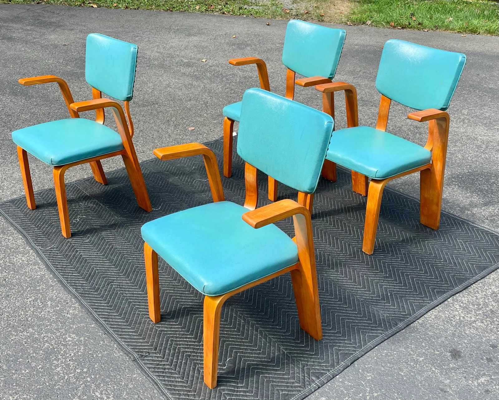 Thonet Mid Century Modern Bent Plywood Arm Chairs - Set of 4 - 3
