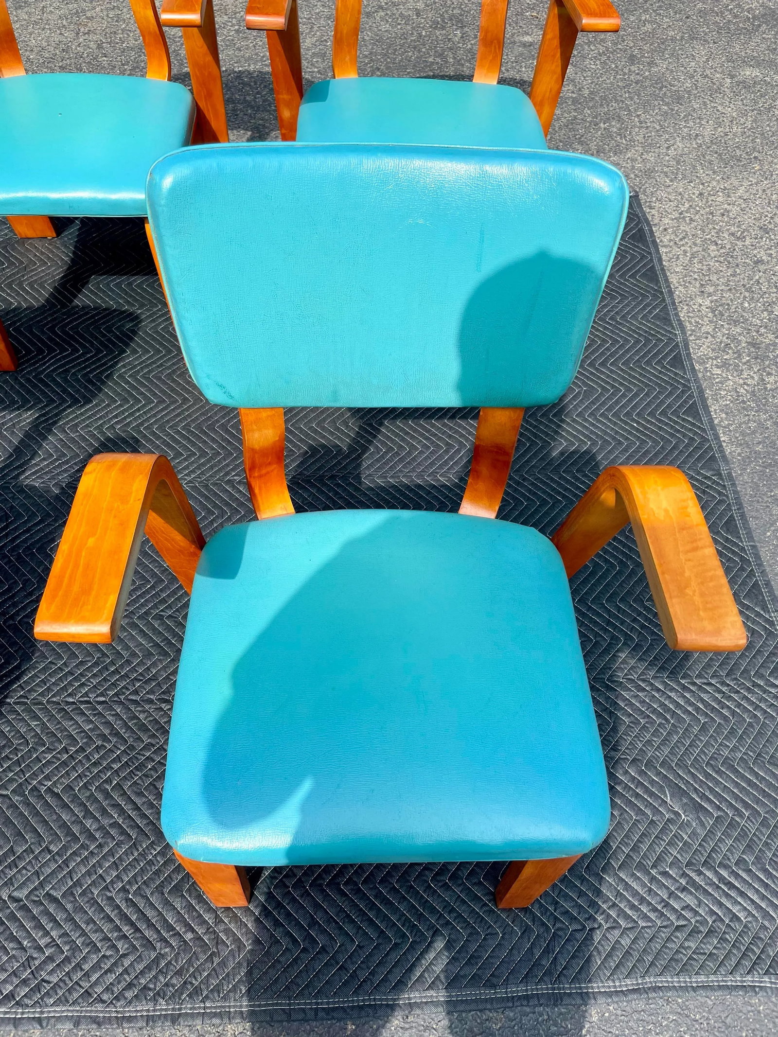 Thonet Mid Century Modern Bent Plywood Arm Chairs - Set of 4 - 5