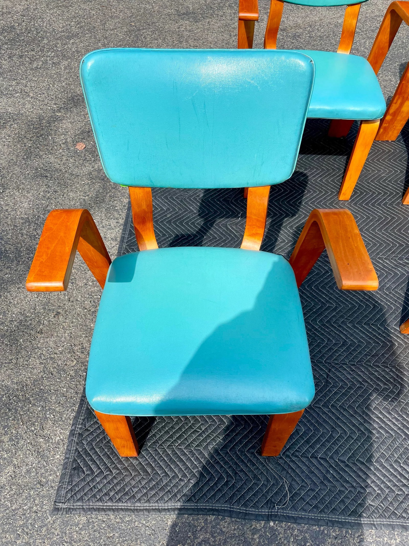 Thonet Mid Century Modern Bent Plywood Arm Chairs - Set of 4 - 6