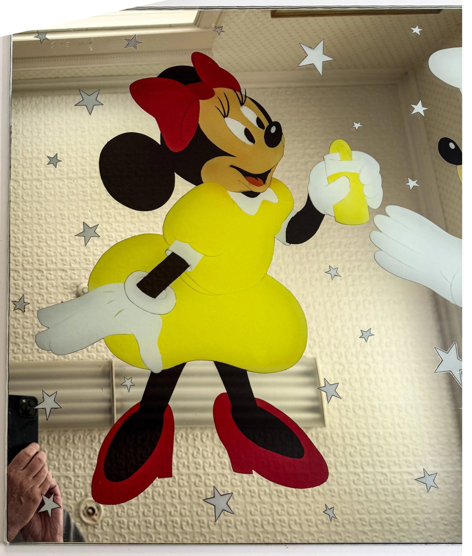 Custom Design Minnie Mouse and Mickey Mouse Carved Painted Ceiling or Window Panel - 2
