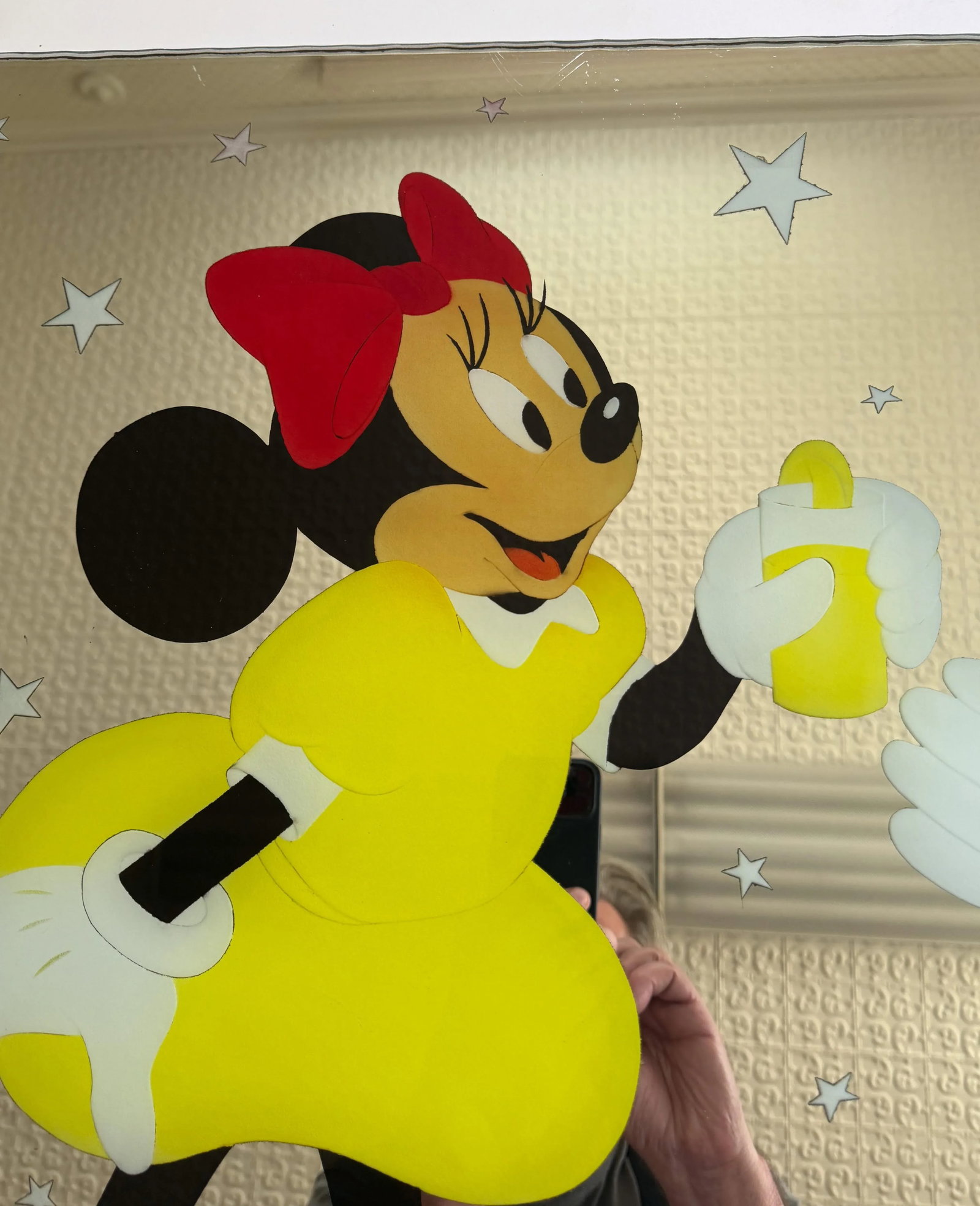 Custom Design Minnie Mouse and Mickey Mouse Carved Painted Ceiling or Window Panel - 5