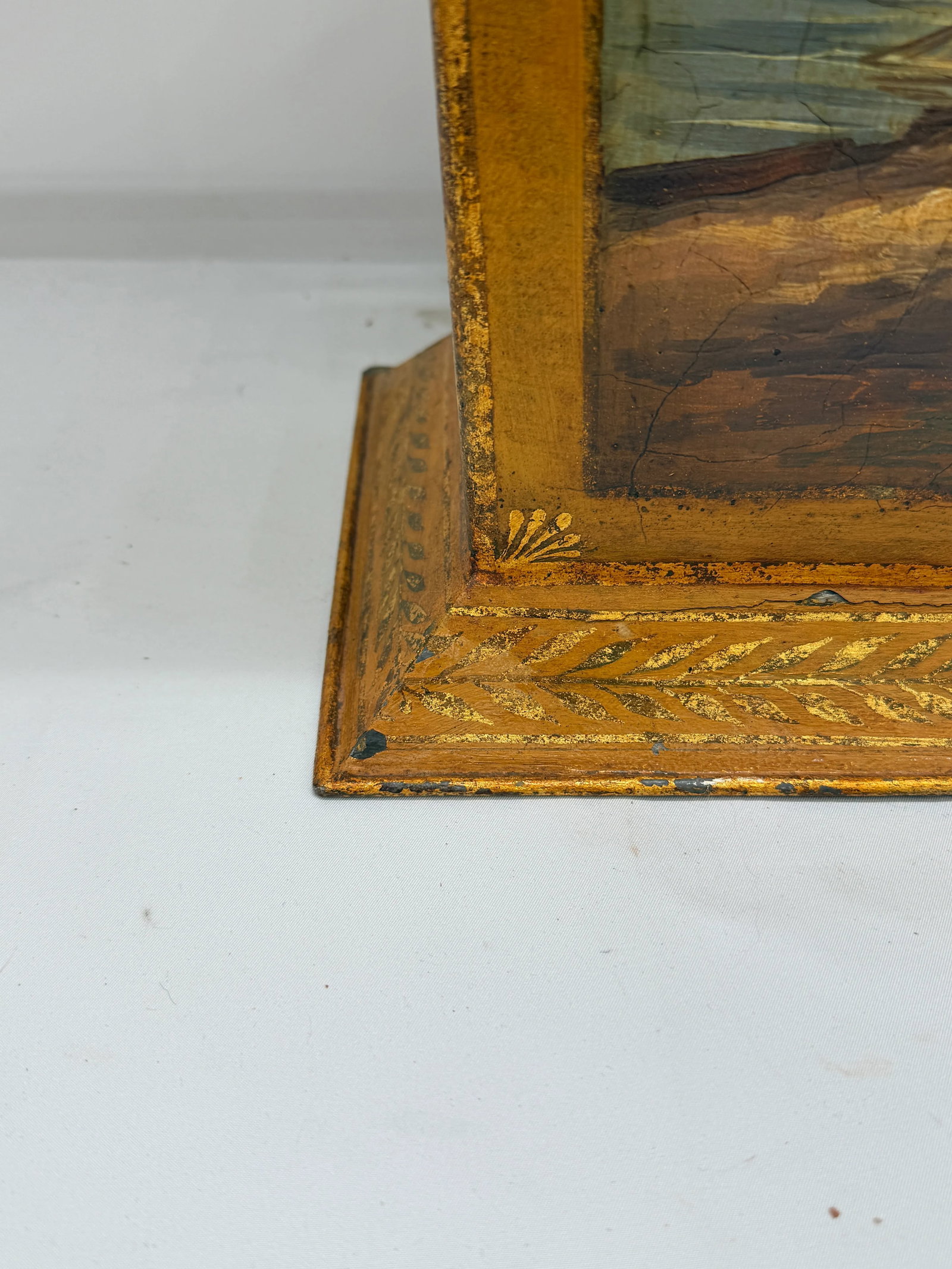 Italian Painted & Gilt TÃ´le Peinte Umbrella Stand or Waste Bin With Harbor Scene - 10