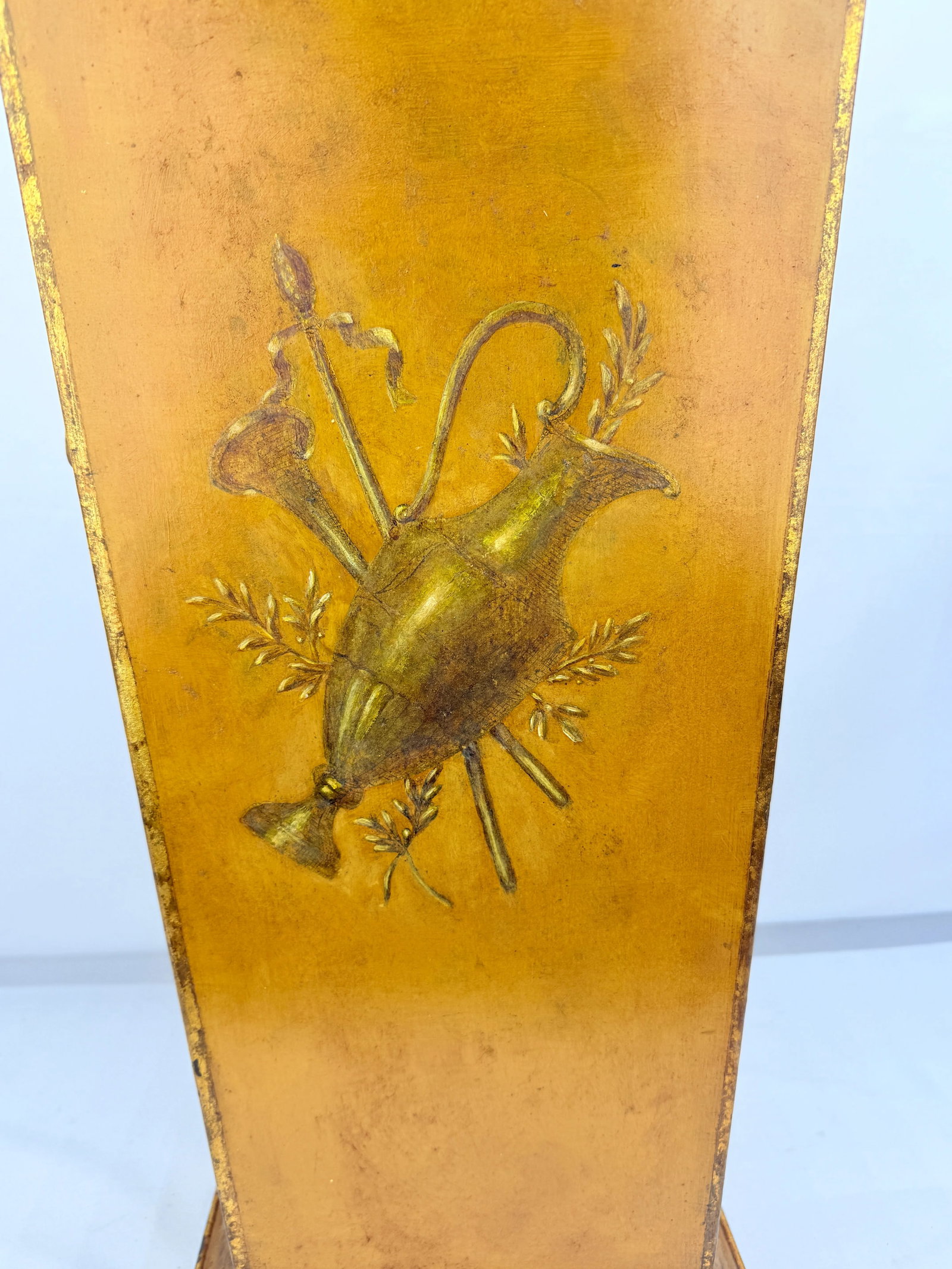 Italian Painted & Gilt TÃ´le Peinte Umbrella Stand or Waste Bin With Harbor Scene - 12