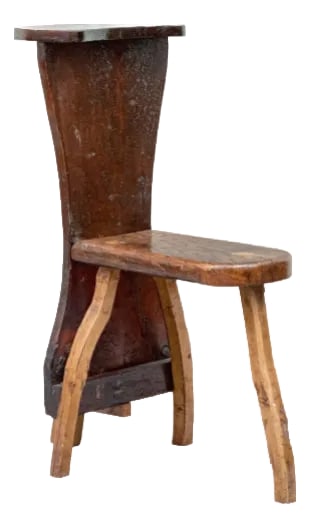 Early 20th Century One of a Kind Artisanal Primitive Hand-Carved Wood Chair: Artisanal Primitive Hand-Carved Wood Chair Hand carved, sculptural artisan, primitive style wooden chair. Perfect for modern , country style or traditional interior. Irregularly formed with the seat p