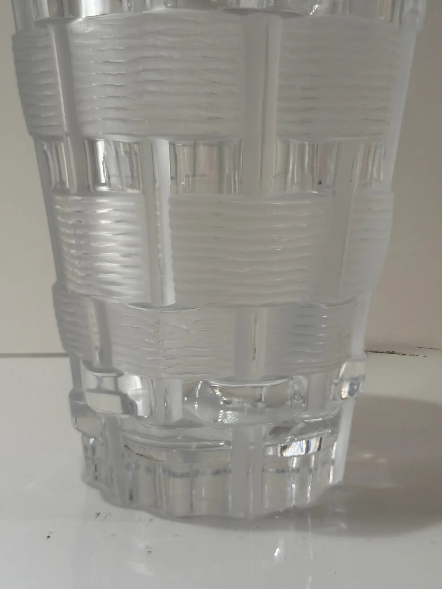 Lalique Osier Basket Weave Crystal Vase – 9.5" - 3