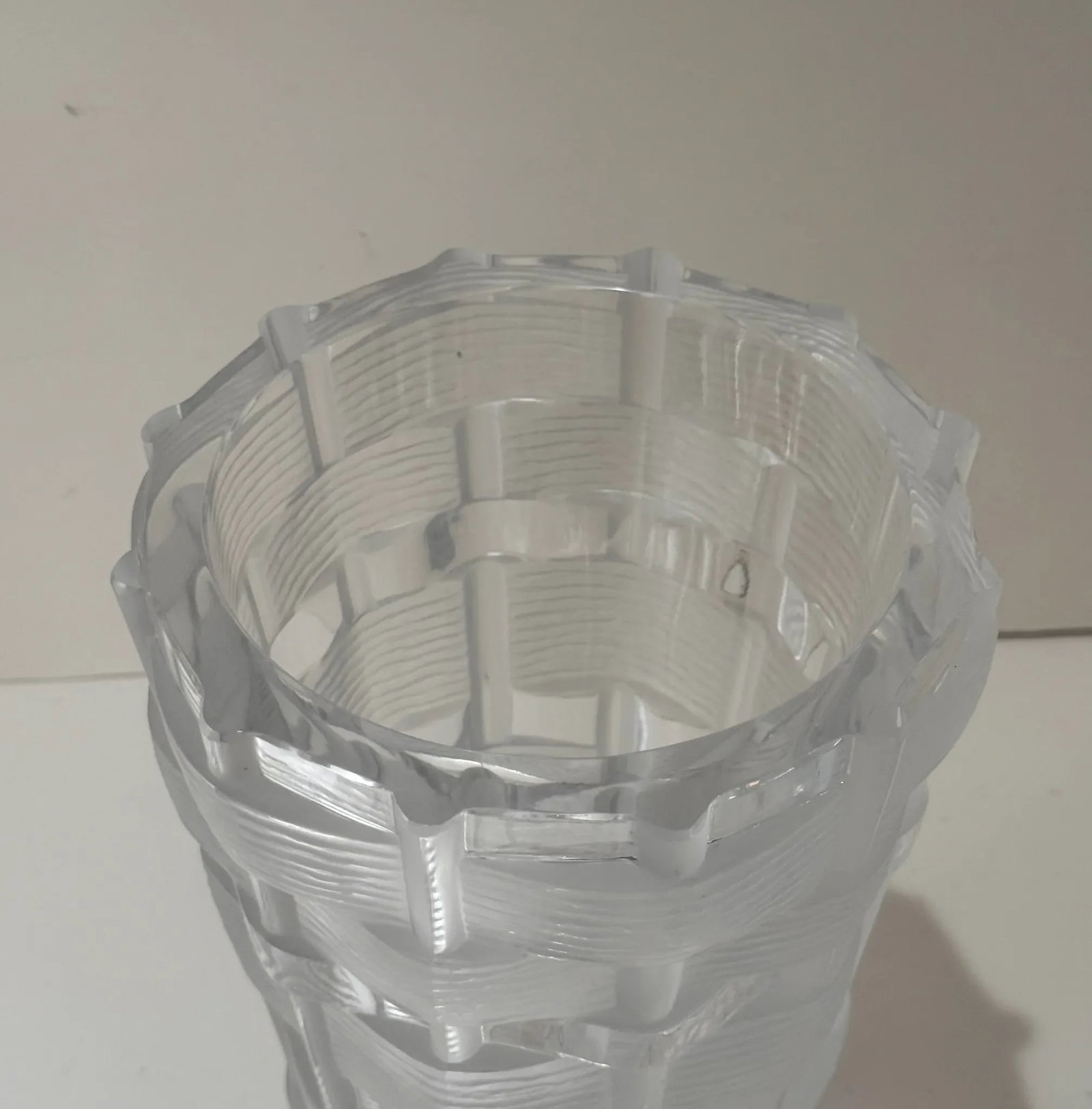 Lalique Osier Basket Weave Crystal Vase – 9.5" - 4