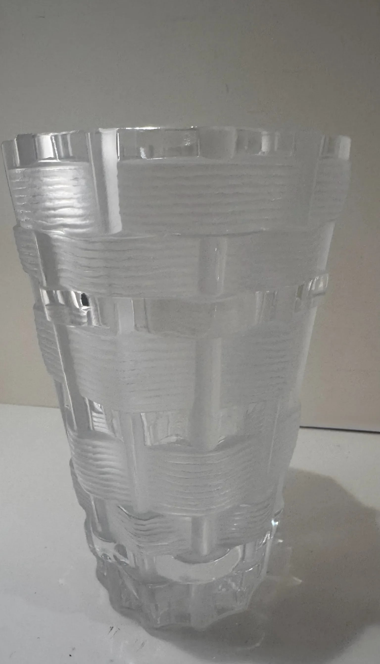 Lalique Osier Basket Weave Crystal Vase – 9.5" - 6
