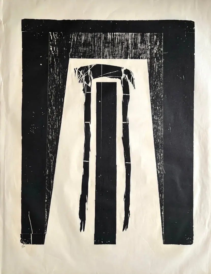Barbara Beck 1970s Mid-Century Modern Woodblock on Paper, Limited Edition 8 of 20 - Unframed: Woodblock print on paper comes numbered. From the studio collection of Barbara Beck. Beck's work is inspired by artist such as Helen Frankenthaler, Yayoi Kusama, Clifford Still, Yosef Albers. AWARDS