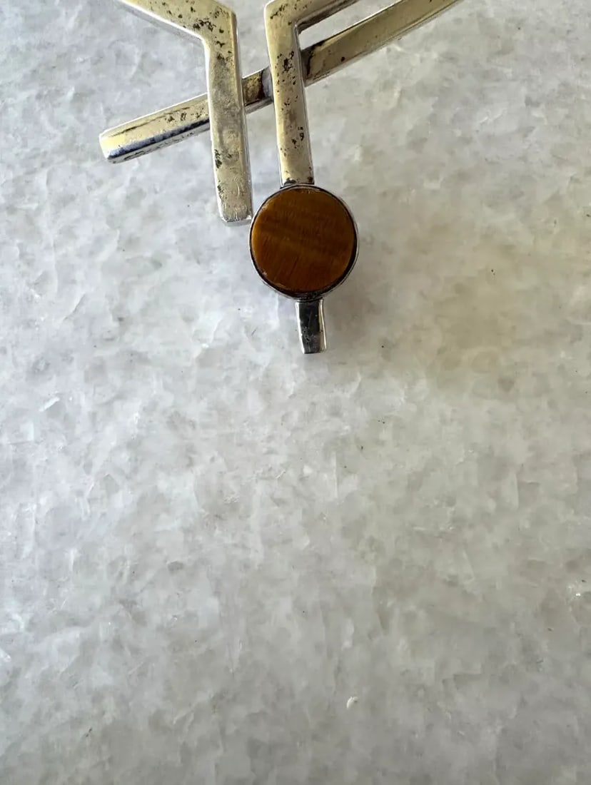Vintage Mid-Century Antonio Pineda Sigi Taxco Sterling Silver, Tiger's Eye, and Onyx Sculputural Nec - 2