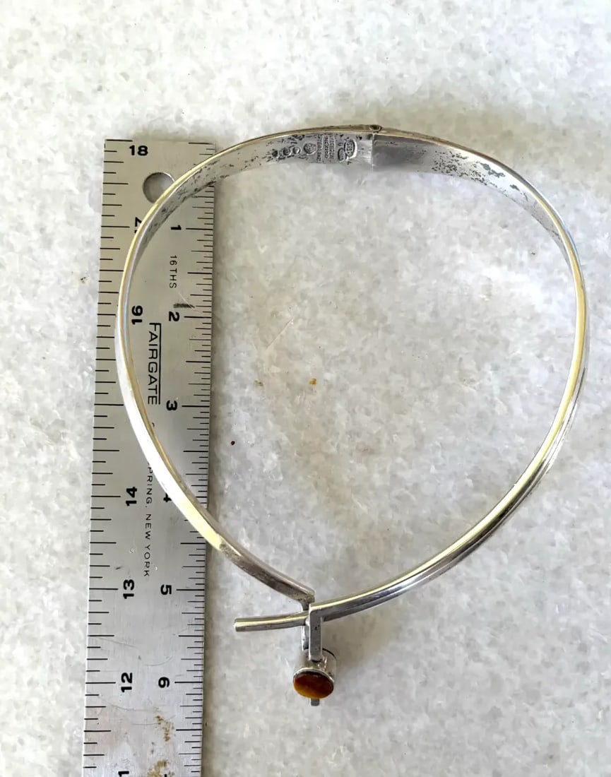 Vintage Mid-Century Antonio Pineda Sigi Taxco Sterling Silver, Tiger's Eye, and Onyx Sculputural Nec - 4