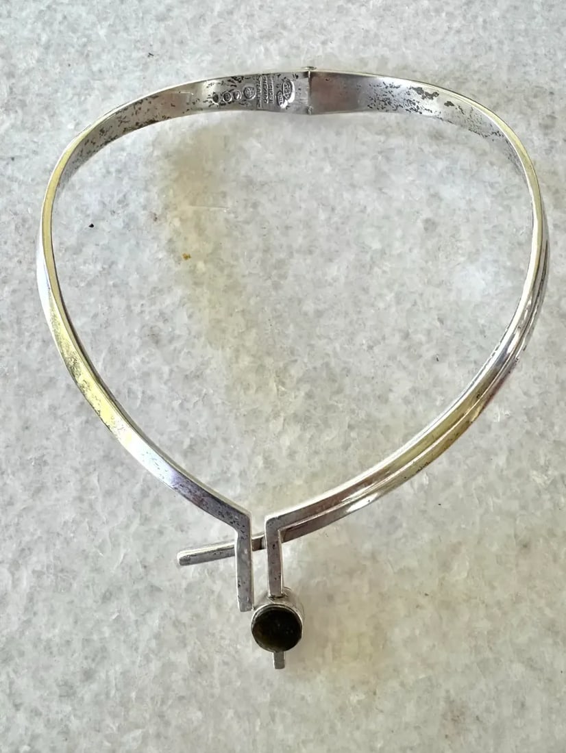 Vintage Mid-Century Antonio Pineda Sigi Taxco Sterling Silver, Tiger's Eye, and Onyx Sculputural Nec - 6