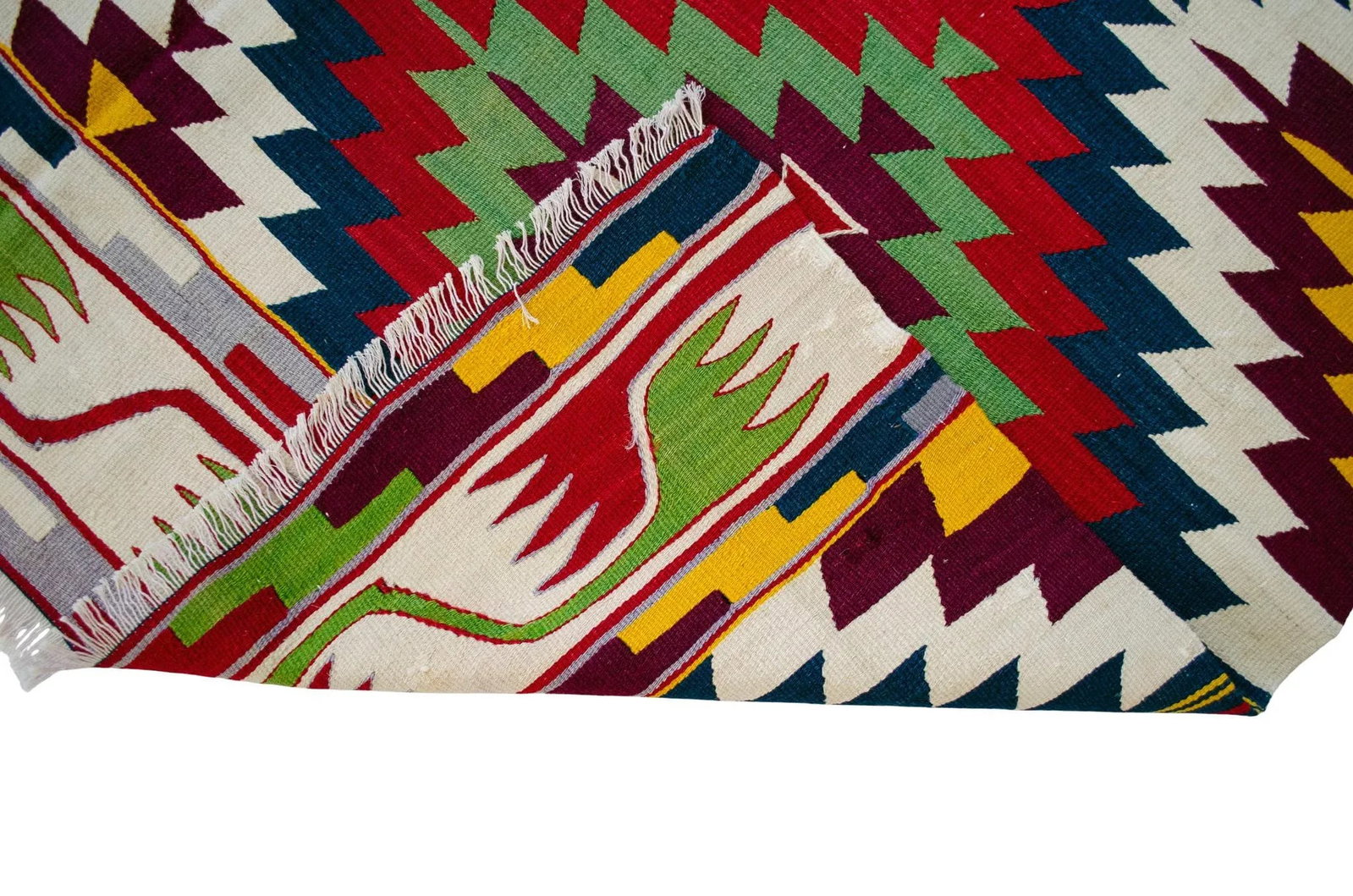 Vintage Turkish Kilim Rug Barak Tribe Wool Flatweave Geometric Mid-Century - 10