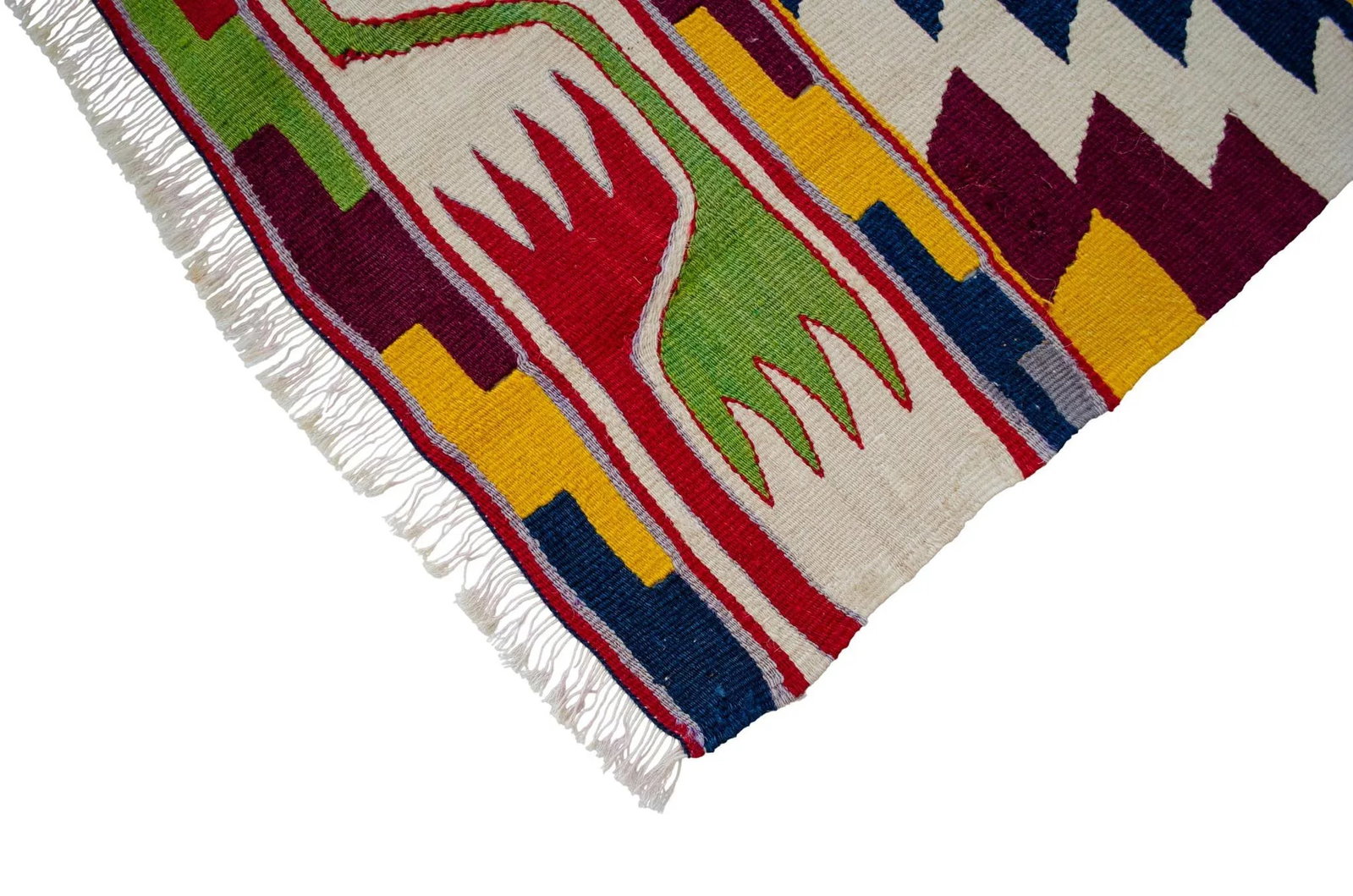 Vintage Turkish Kilim Rug Barak Tribe Wool Flatweave Geometric Mid-Century - 9
