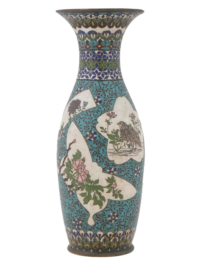 Late 19th Century Japanese Cloisonne Vase With Cranes, Ducks and Blossoms, Meiji Era - 3