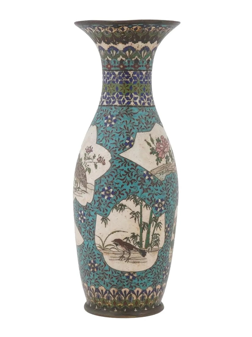 Late 19th Century Japanese Cloisonne Vase With Cranes, Ducks and Blossoms, Meiji Era - 4