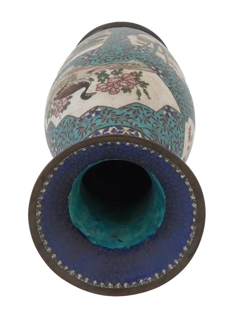 Late 19th Century Japanese Cloisonne Vase With Cranes, Ducks and Blossoms, Meiji Era - 5