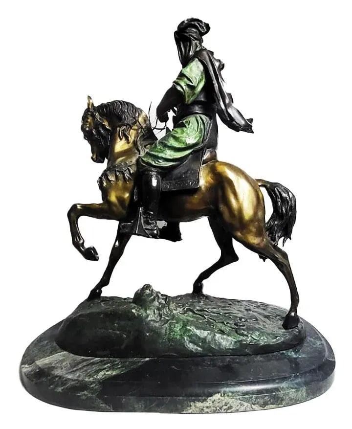 Arab Huntsman on Horse Bronze Sculpture by Antoine-Louis Barye - Signed - 2