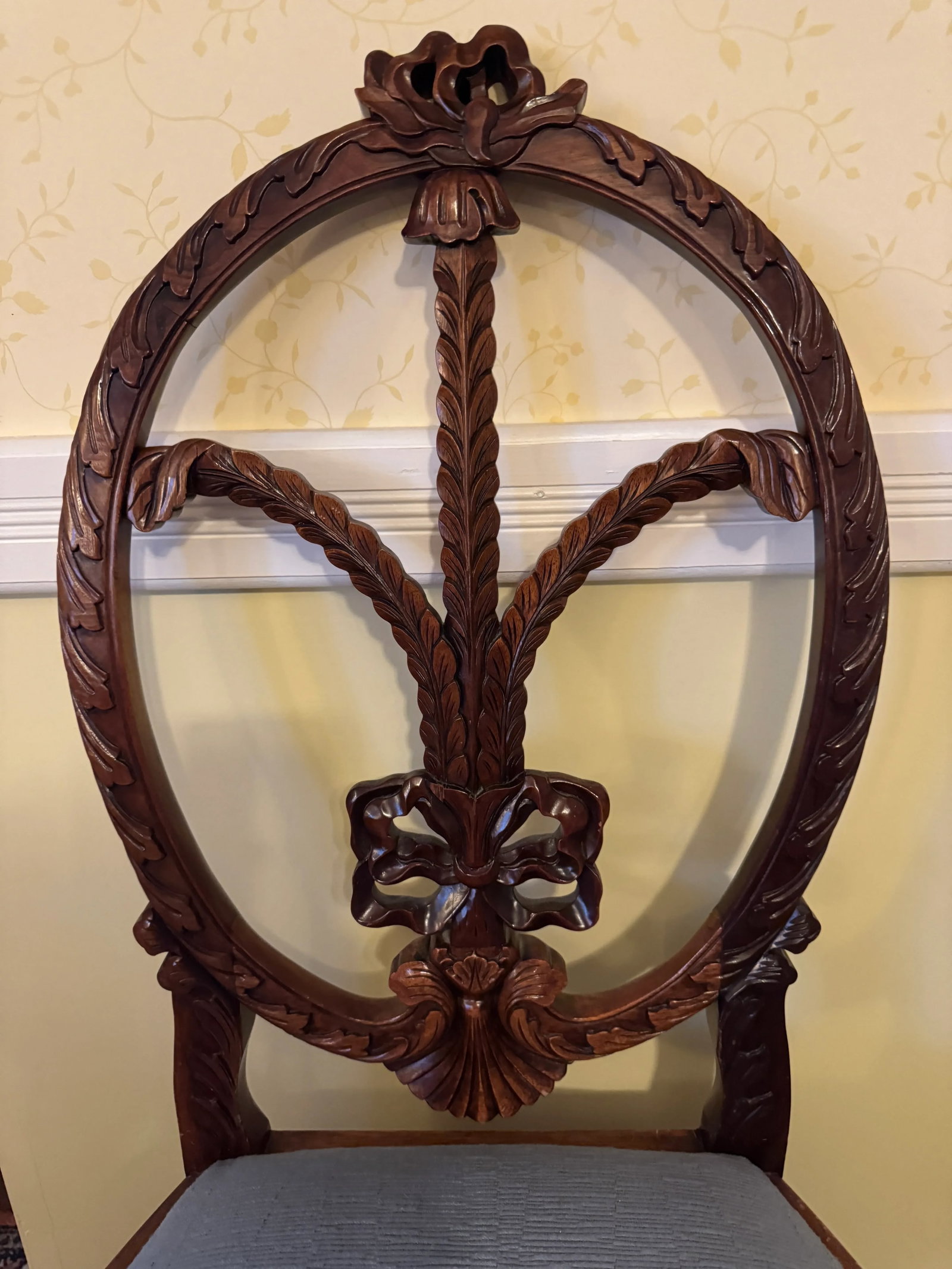 Antique English Mahogany Dining Table & 14 Chairs, Expands to Seat 14 - 14
