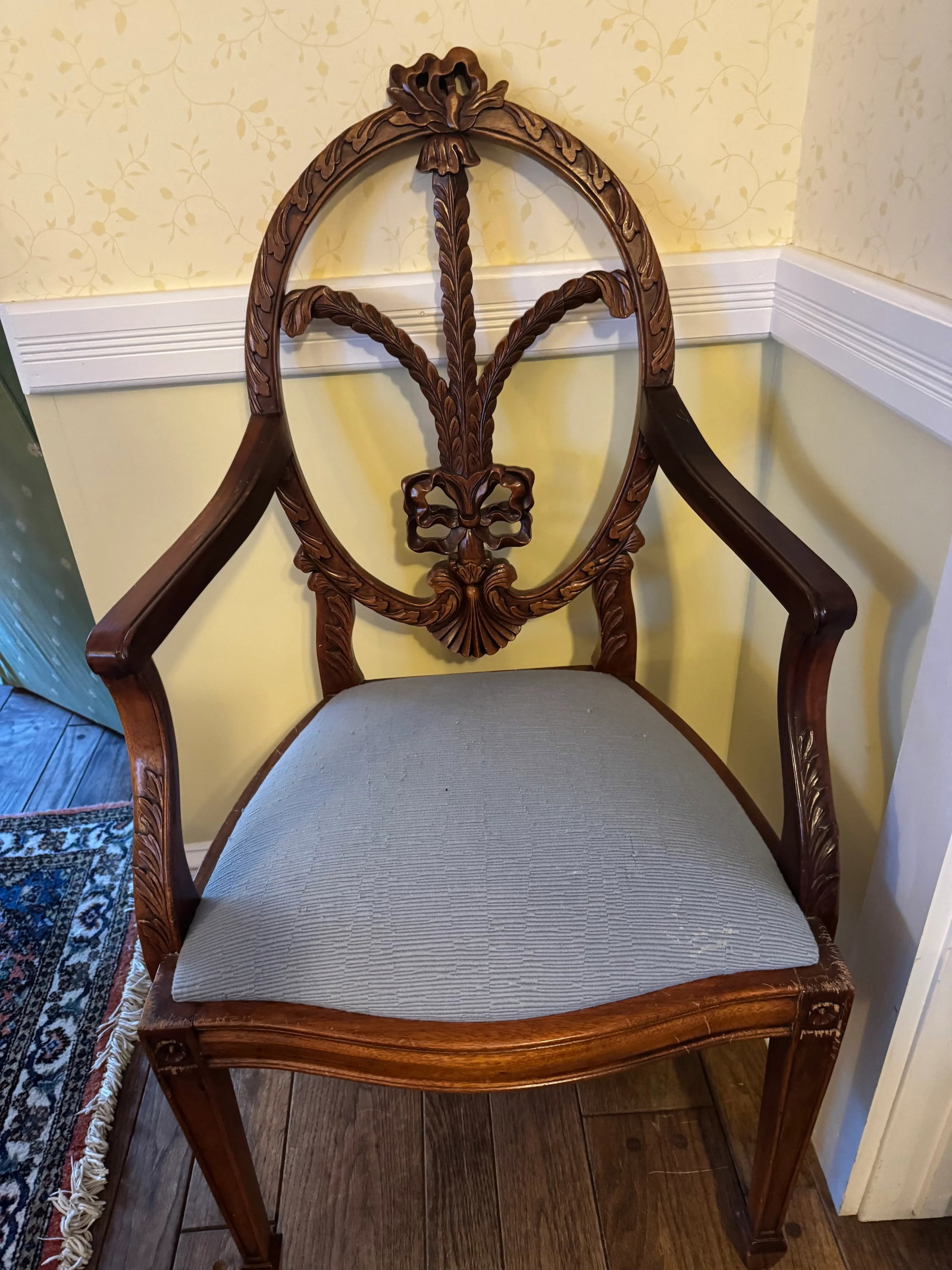 Antique English Mahogany Dining Table & 14 Chairs, Expands to Seat 14 - 7