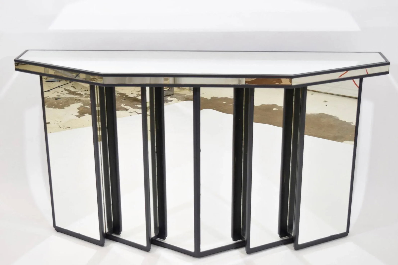 Mid 20th Century Faceted Console With Cubist Mirror - 3