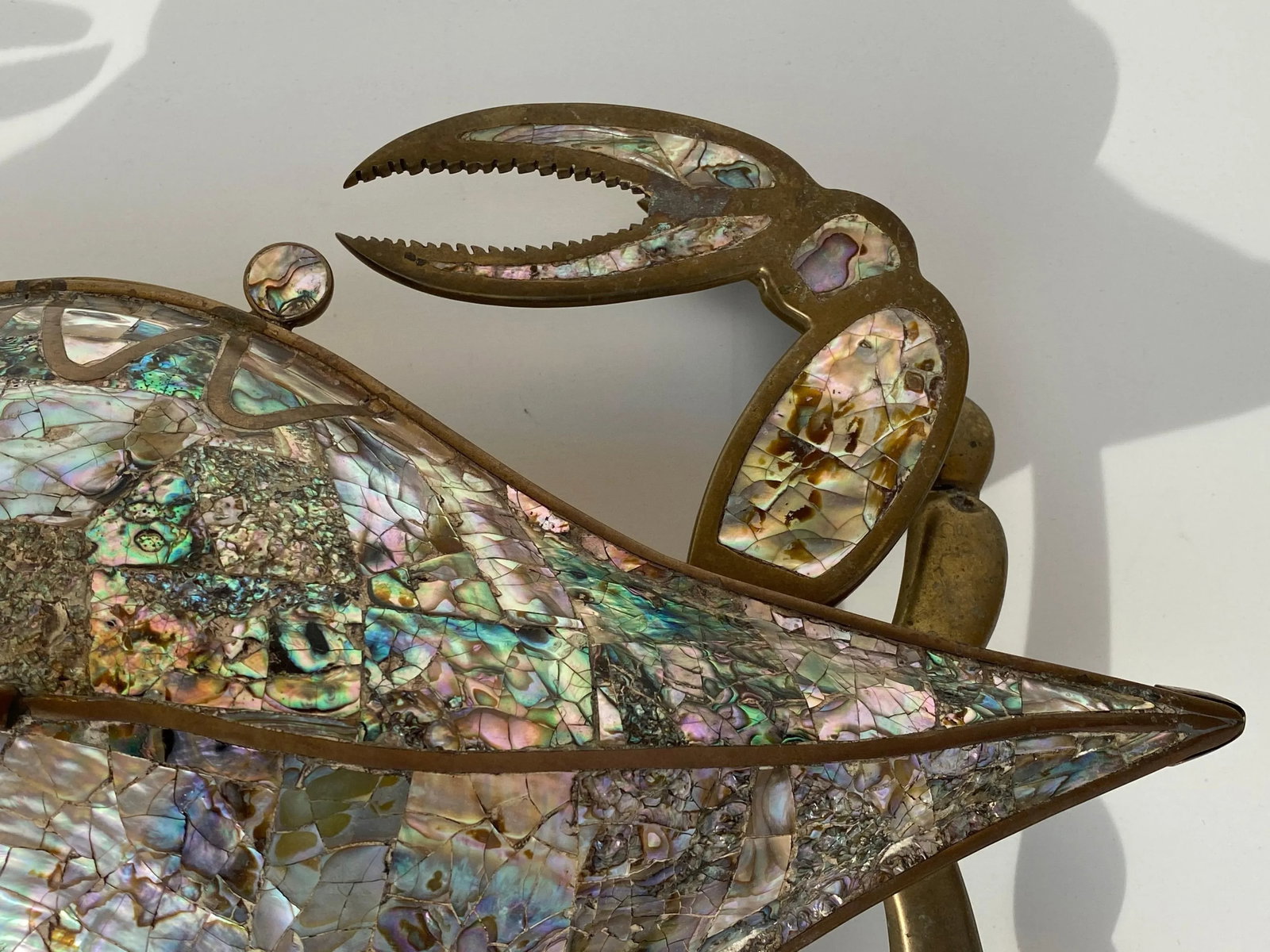 1970s Mexican Brass and Abalone Shell Crab Family Serving Dishes - 3 Pieces - 10