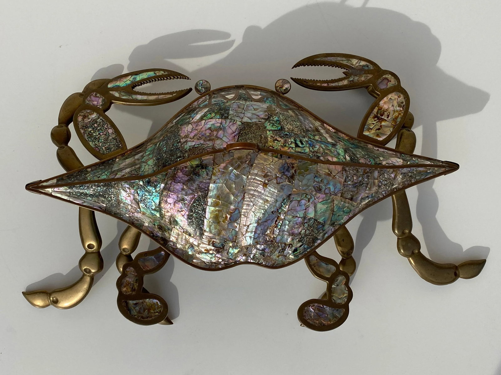 1970s Mexican Brass and Abalone Shell Crab Family Serving Dishes - 3 Pieces - 2