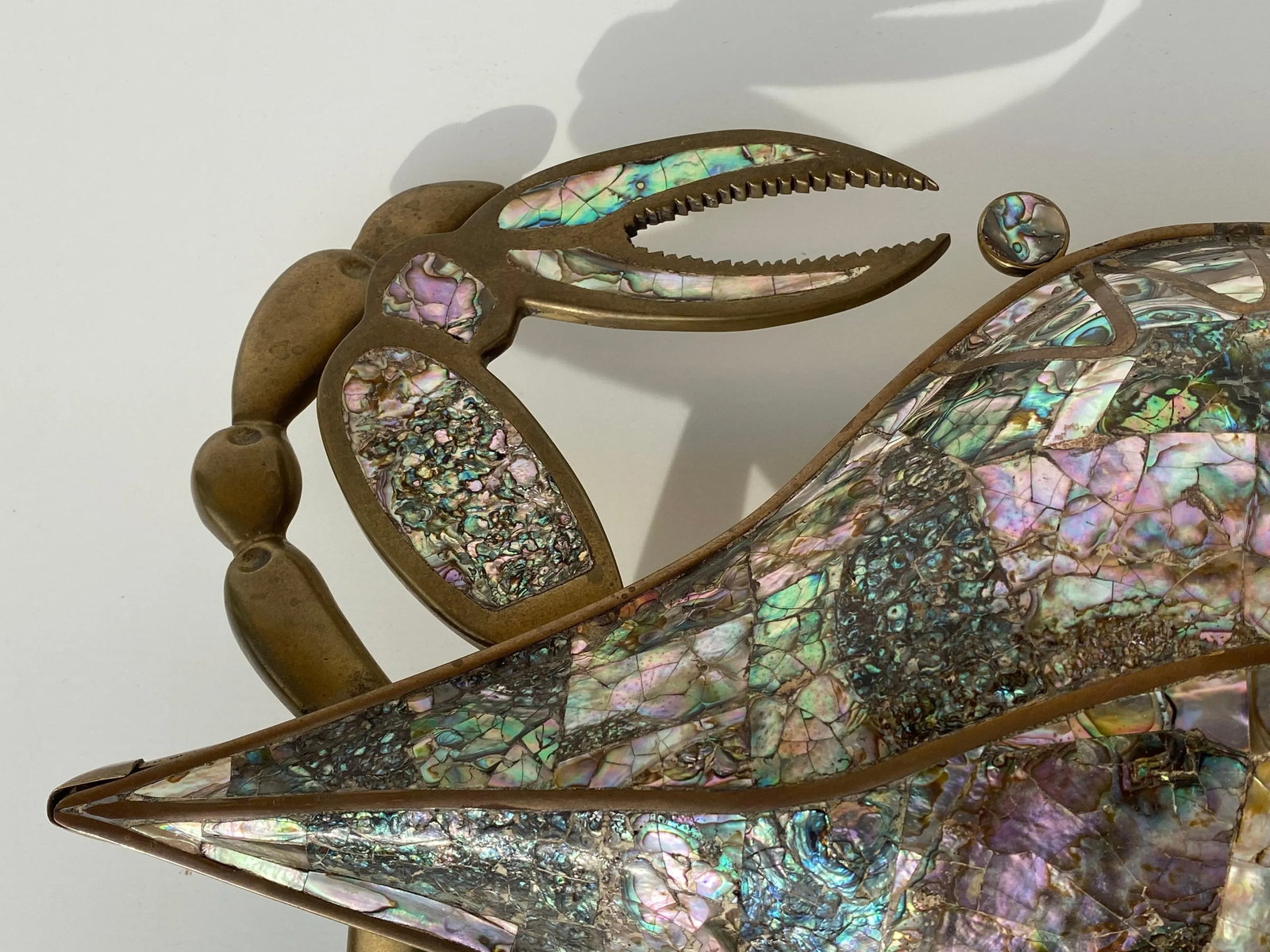 1970s Mexican Brass and Abalone Shell Crab Family Serving Dishes - 3 Pieces - 9