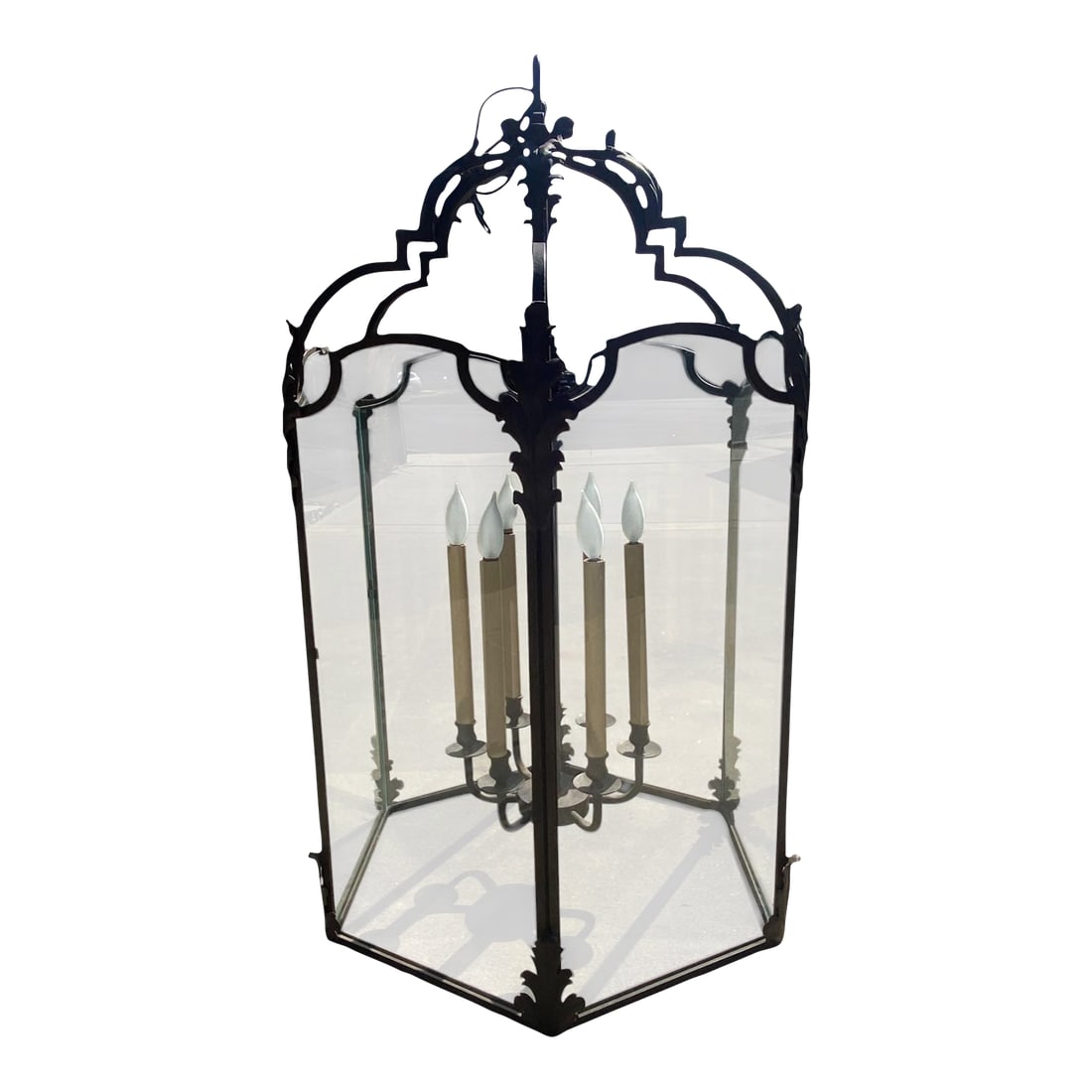 Large Paul Ferrante Iron & Glass Lantern, 43" Tall "4040 DoverII" (1 of 15)