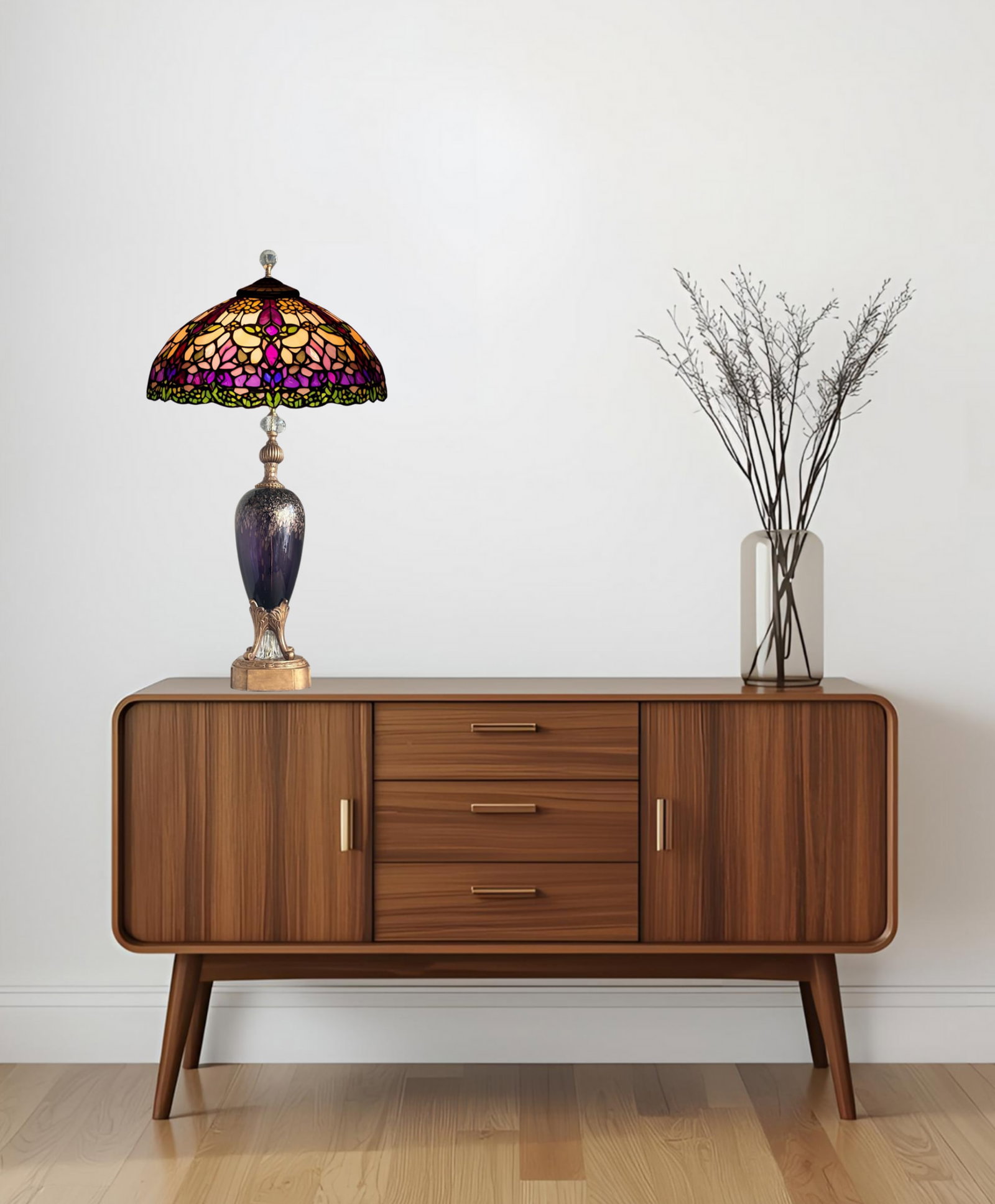 Murano Art Glass Amethyst Aventurine Gold Table Lamp - 11