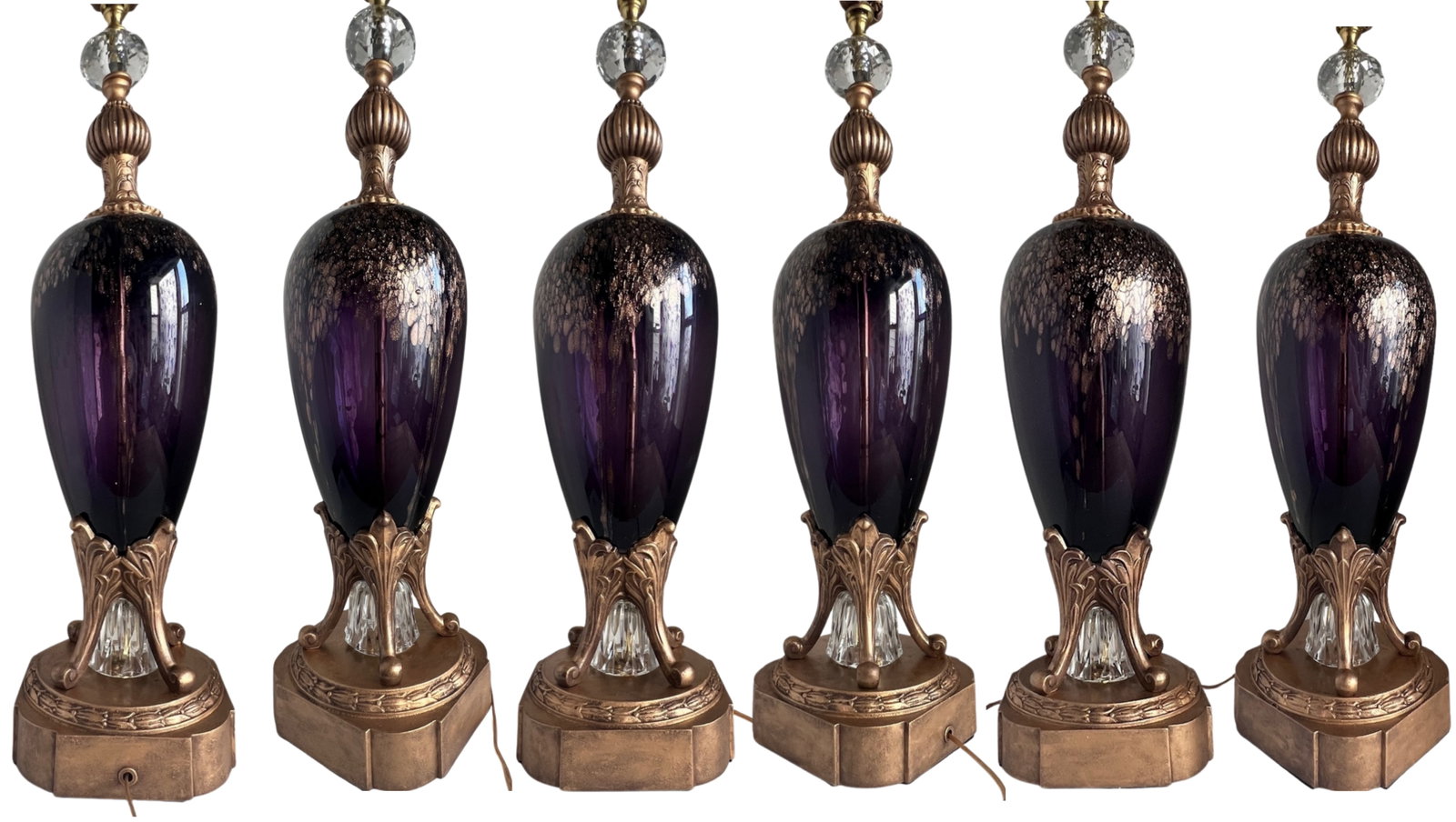 Murano Art Glass Amethyst Aventurine Gold Table Lamp - 12