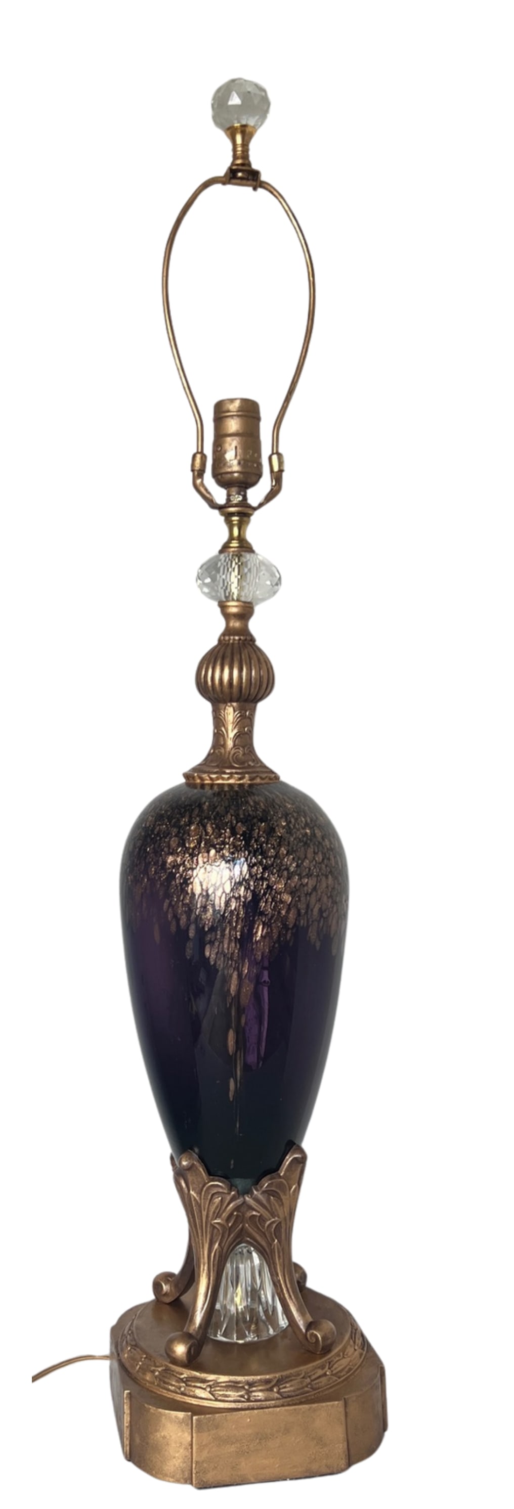 Murano Art Glass Amethyst Aventurine Gold Table Lamp - 14