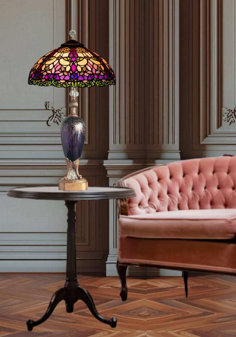 Murano Art Glass Amethyst Aventurine Gold Table Lamp - 17