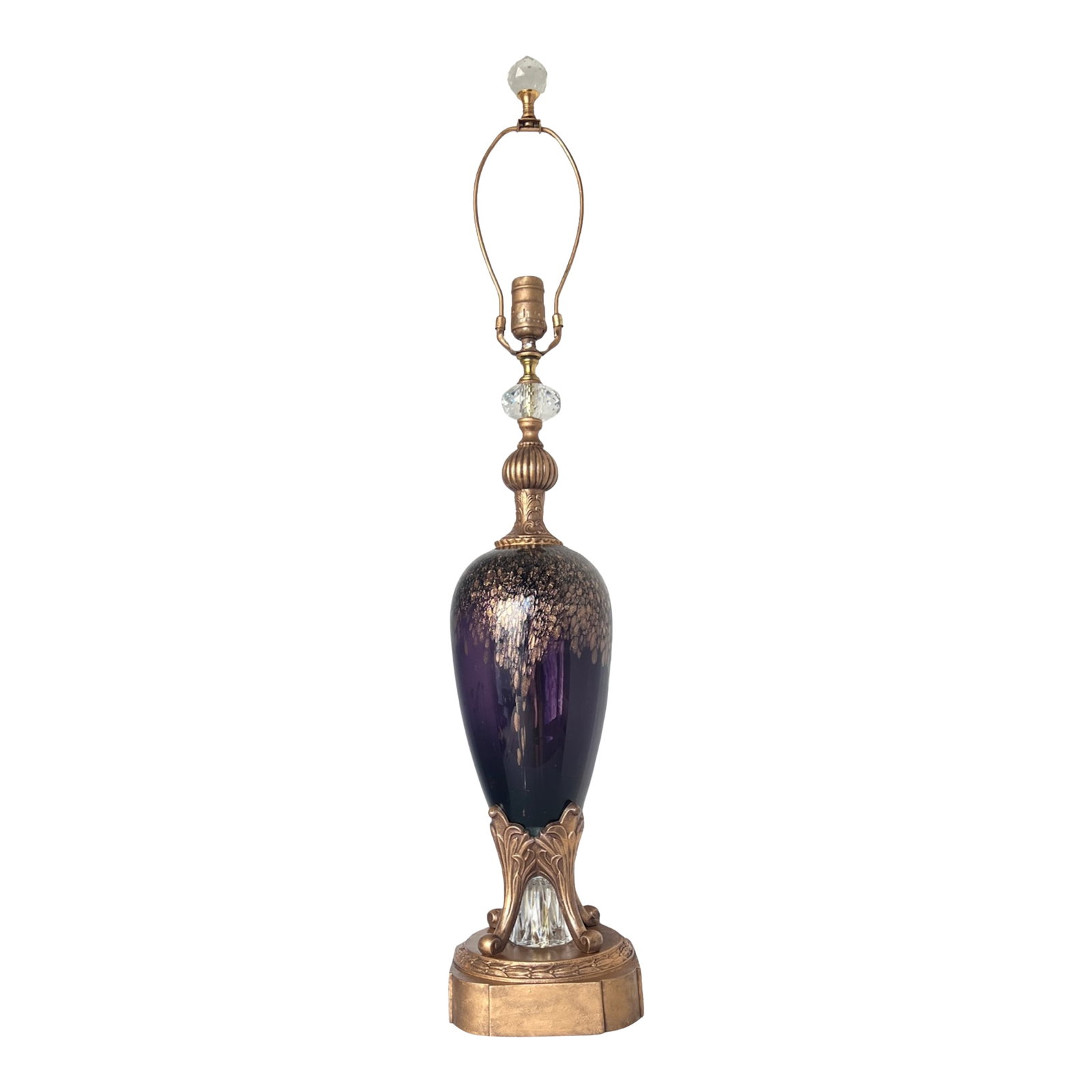 Murano Art Glass Amethyst Aventurine Gold Table Lamp (1 of 18)