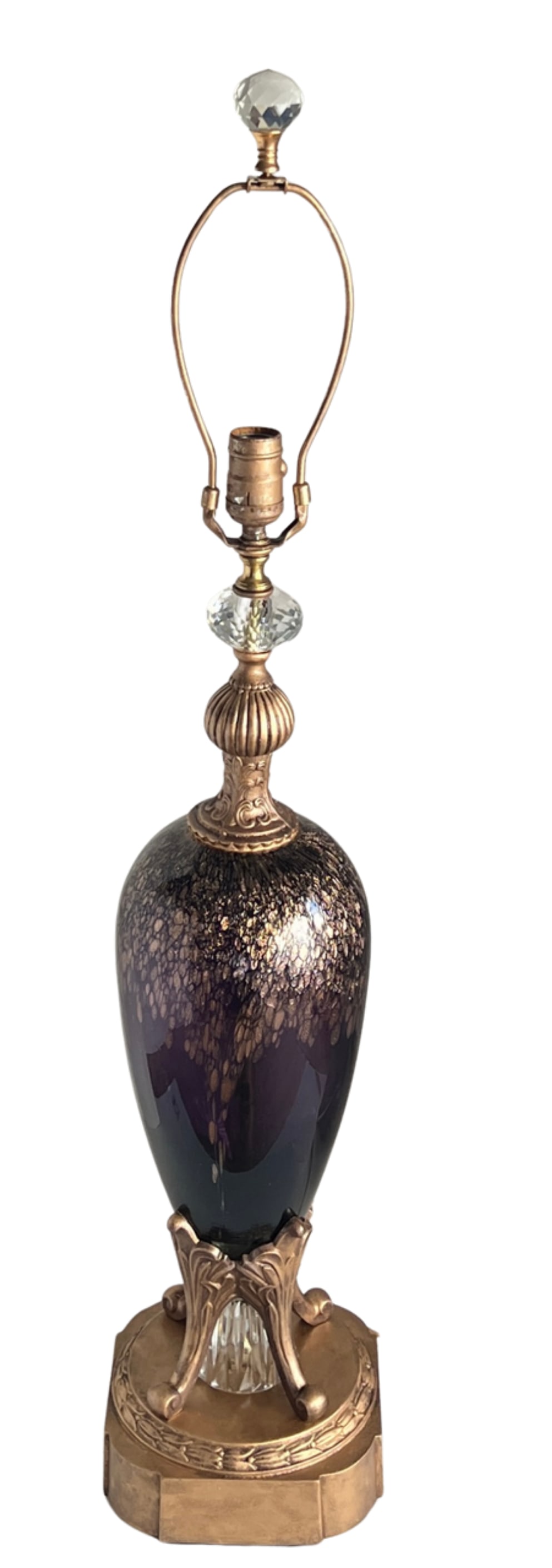 Murano Art Glass Amethyst Aventurine Gold Table Lamp - 4