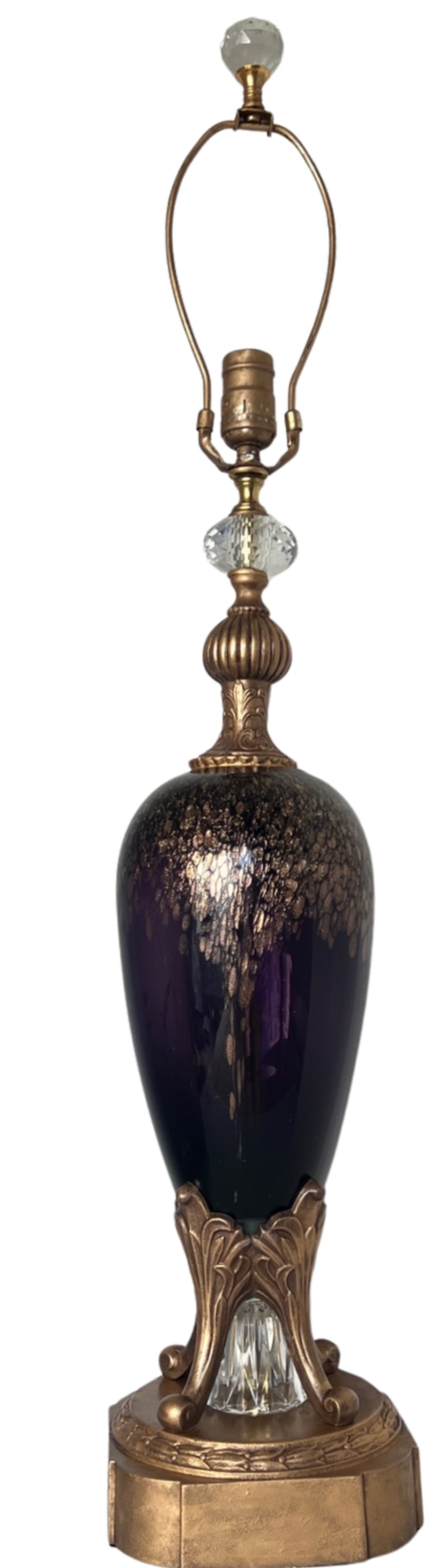 Murano Art Glass Amethyst Aventurine Gold Table Lamp - 6