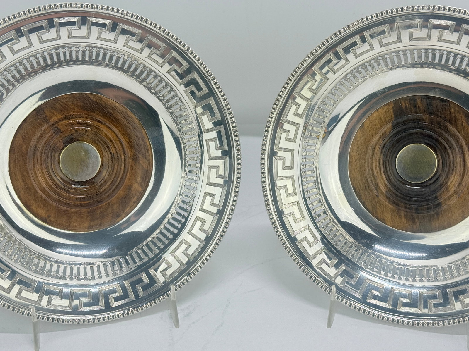 19th Century Old Sheffield Plate Regency Greek-Key Coasters - a Pair - 5